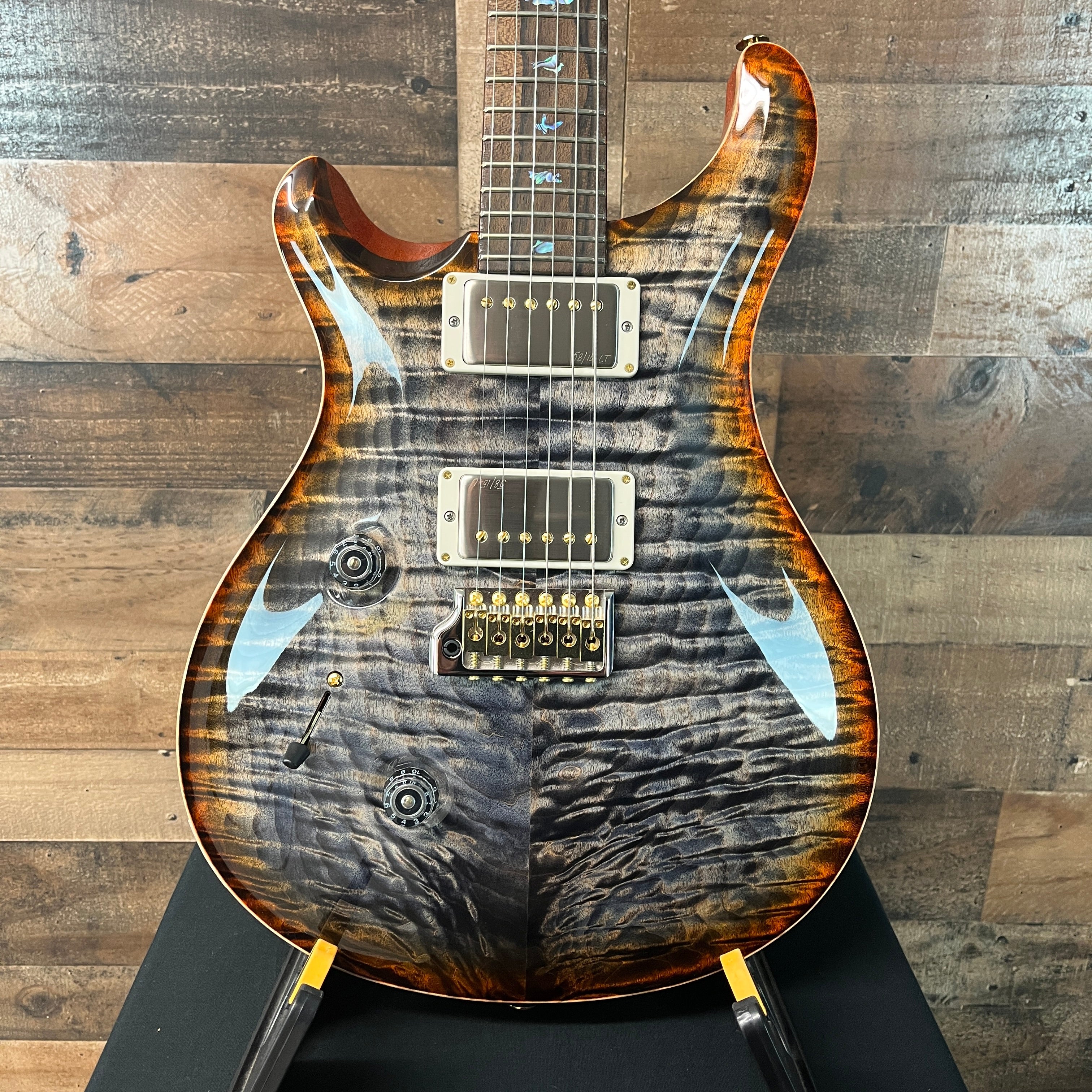 PRS Wood Library Custom 24, Left Handed, Maple Quilt 10-Top, Burnt Maple Leaf, Ziricote Fingerboard, Paisley PRS Hardcase, Free Ship, 993