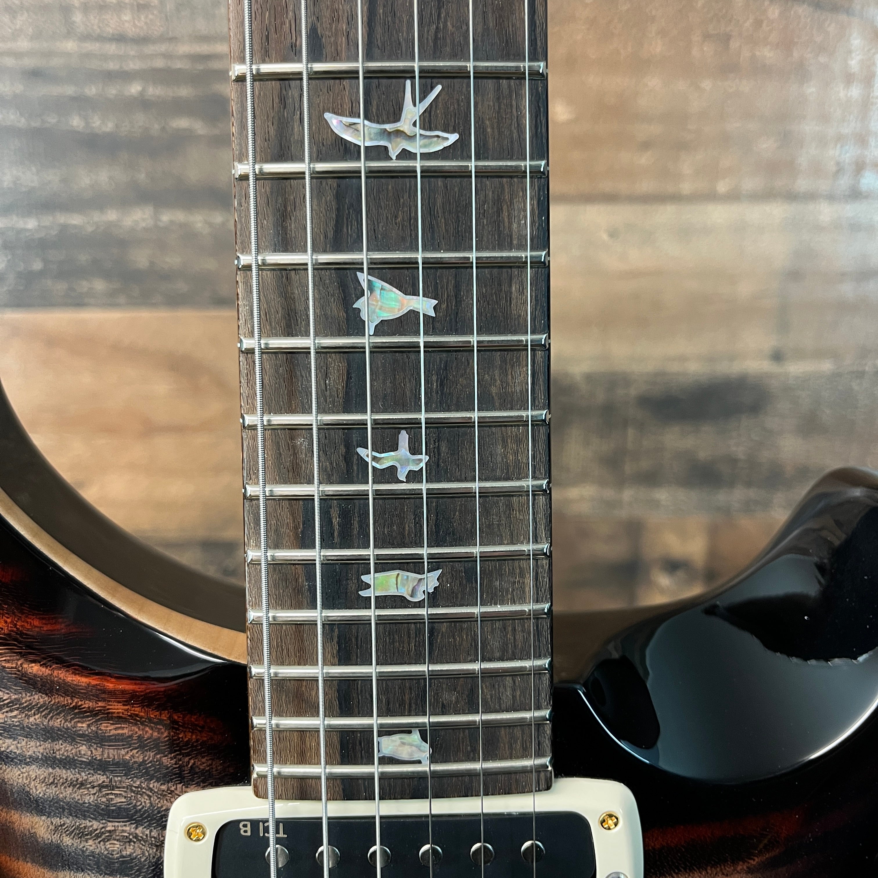 PRS 40th Anniversary Custom 24-08 Semi-Hollow, Charcoal Tri-Color Burst, 10 Top, Hard Case, 065