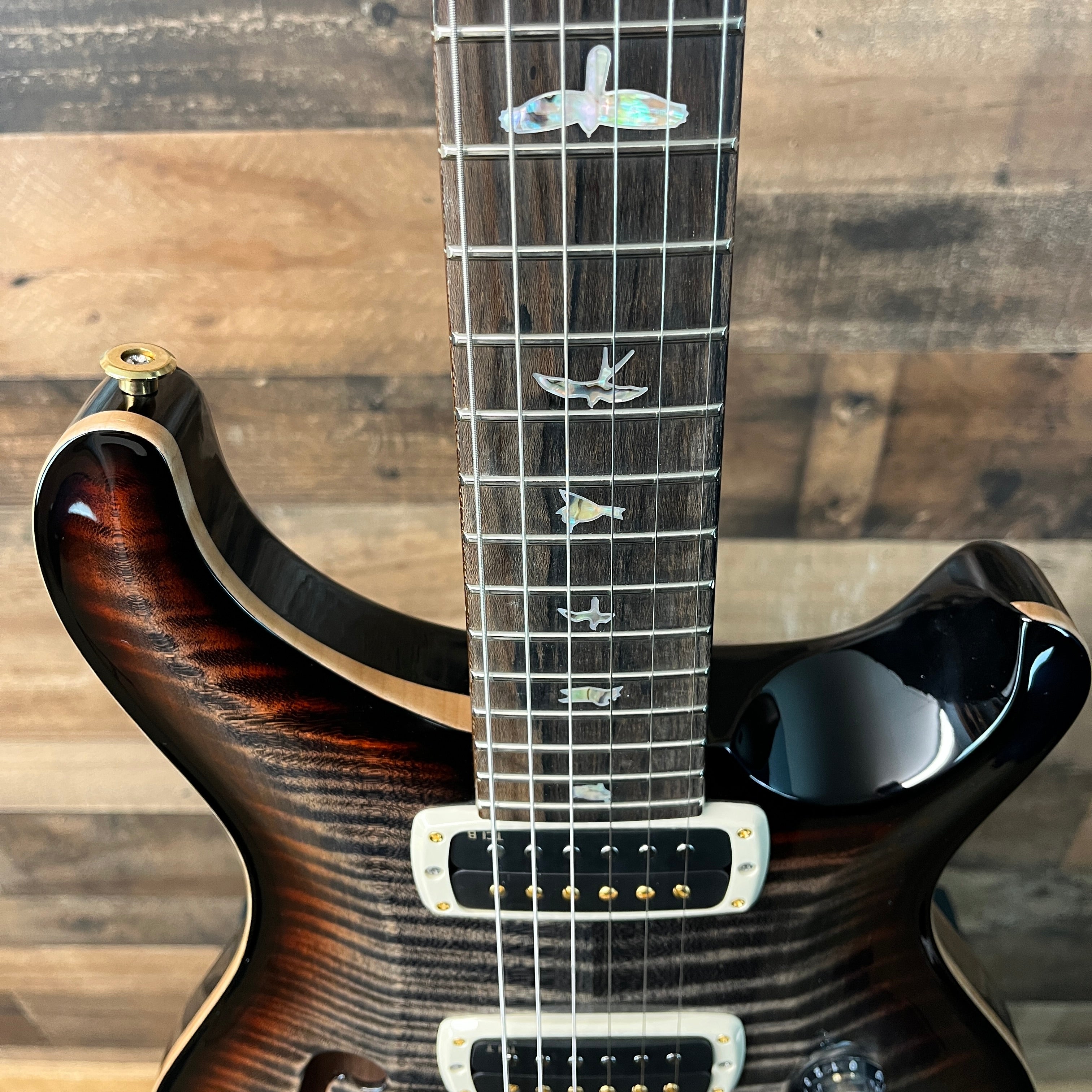 PRS 40th Anniversary Custom 24-08 Semi-Hollow, Charcoal Tri-Color Burst, 10 Top, Hard Case, 065