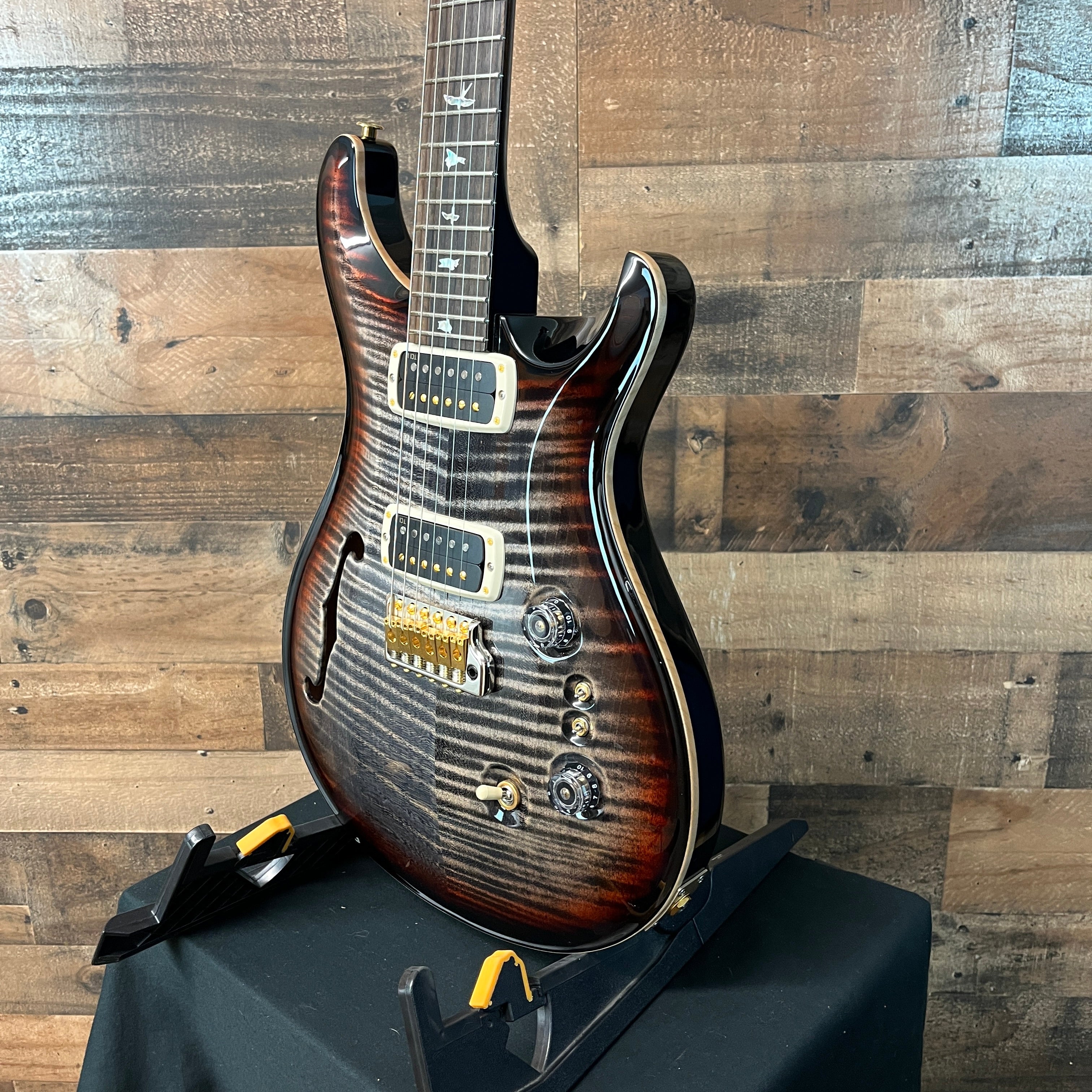 PRS 40th Anniversary Custom 24-08 Semi-Hollow, Charcoal Tri-Color Burst, 10 Top, Hard Case, 065