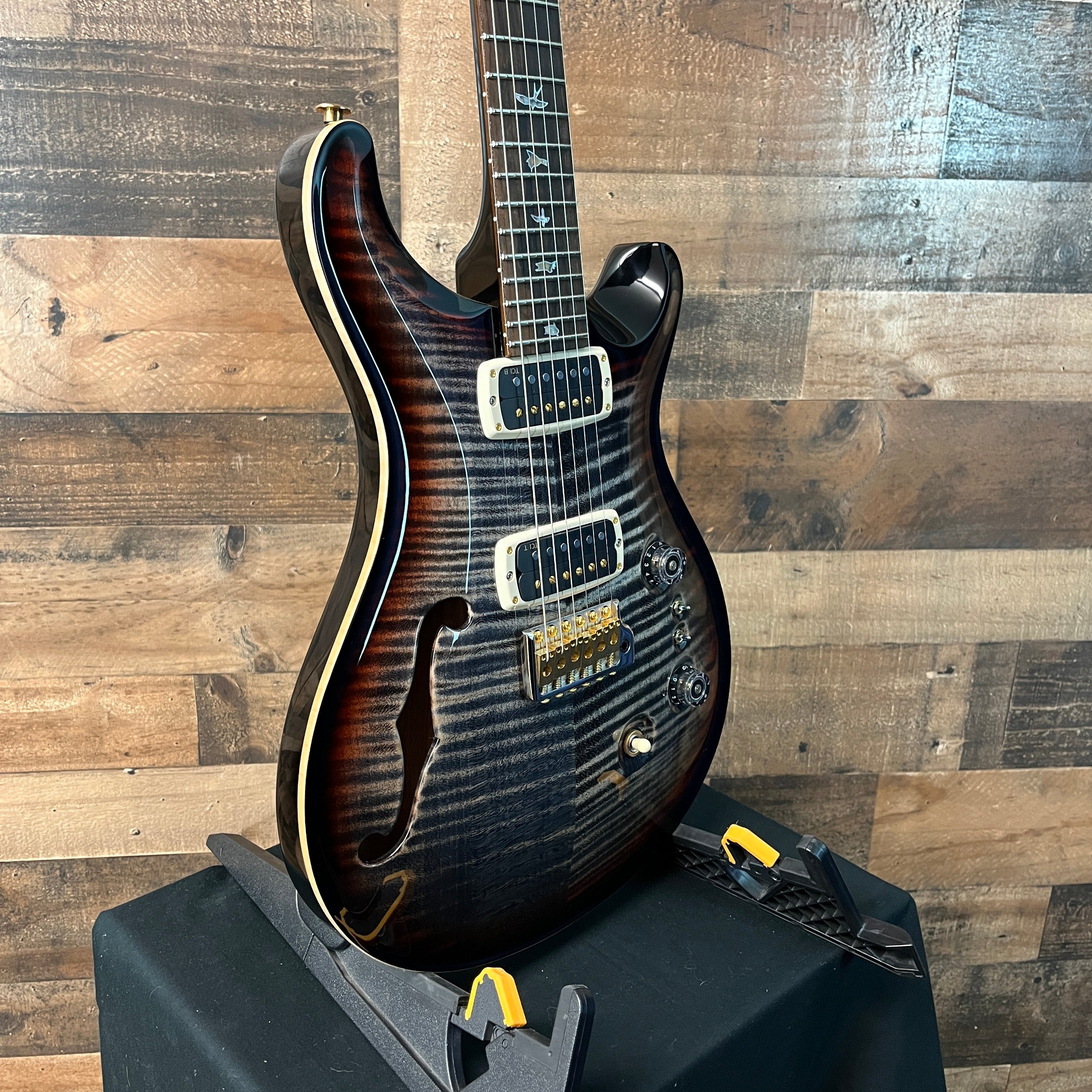 PRS 40th Anniversary Custom 24-08 Semi-Hollow, Charcoal Tri-Color Burst, 10 Top, Hard Case, 065