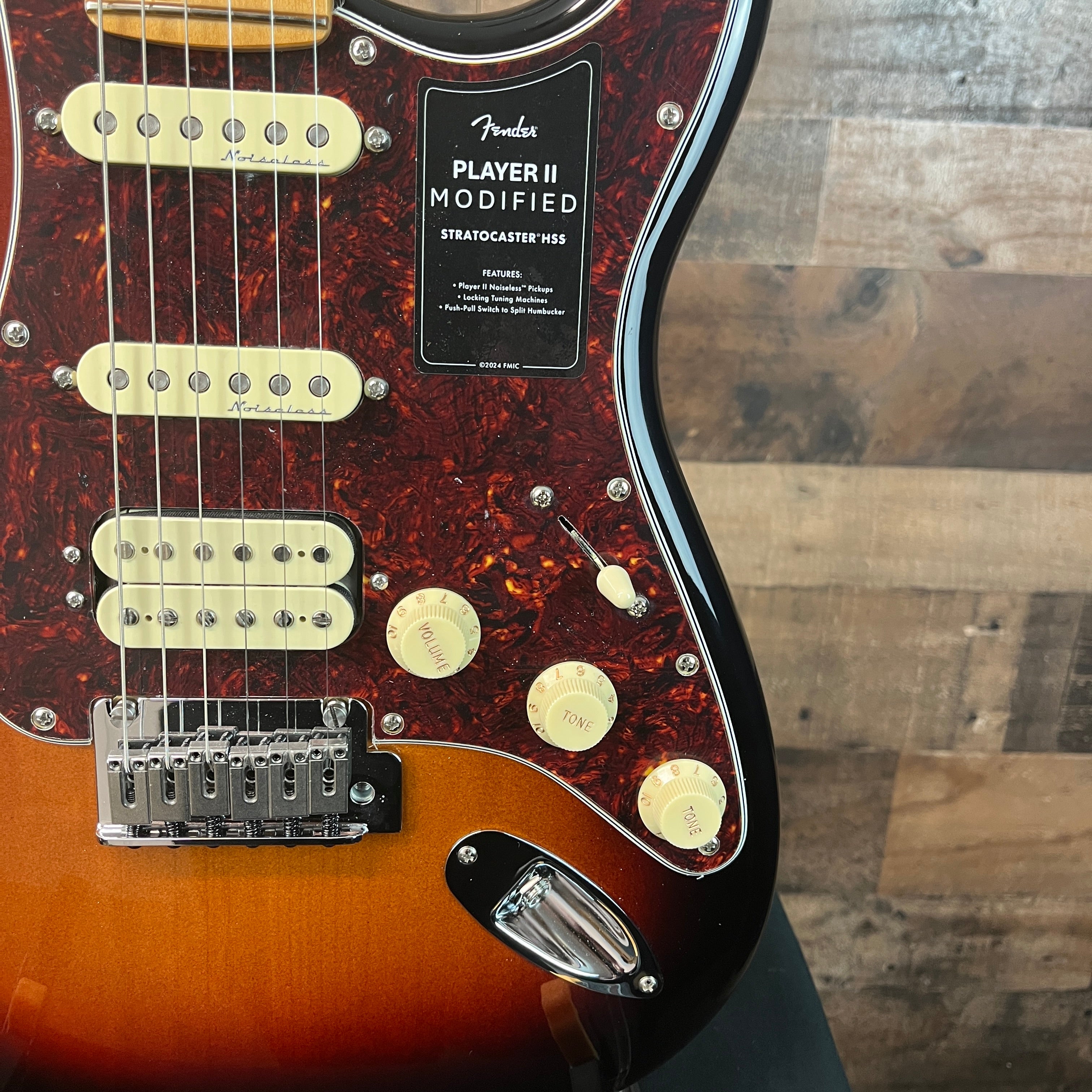 Player II Modified Stratocaster HSS Electric Guitar, 3-tone Sunburst, Gig Bag, 165