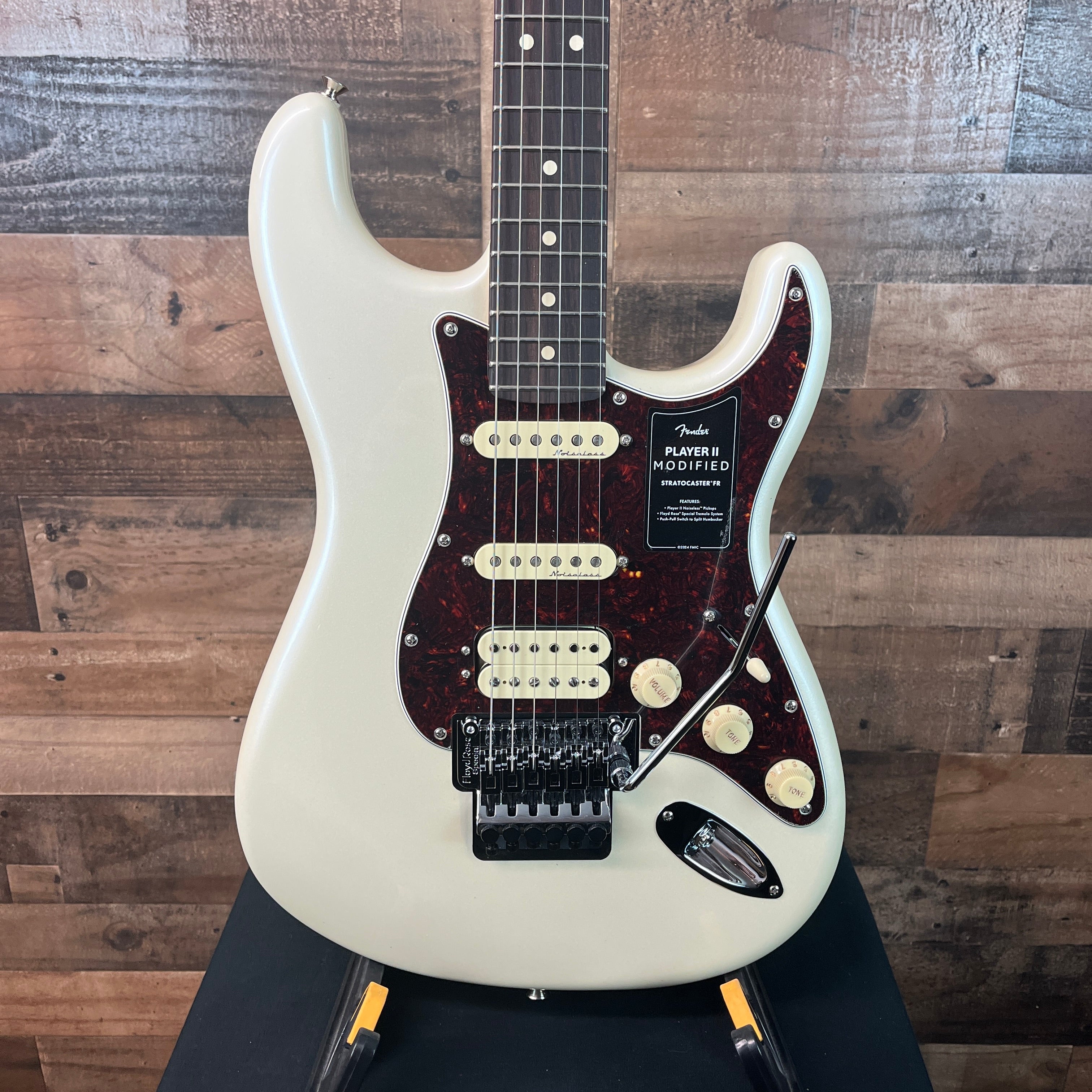Player II Modified Stratocaster HSS Floyd Rose Electric Guitar, Olympic Pearl, Gig Bag, 579