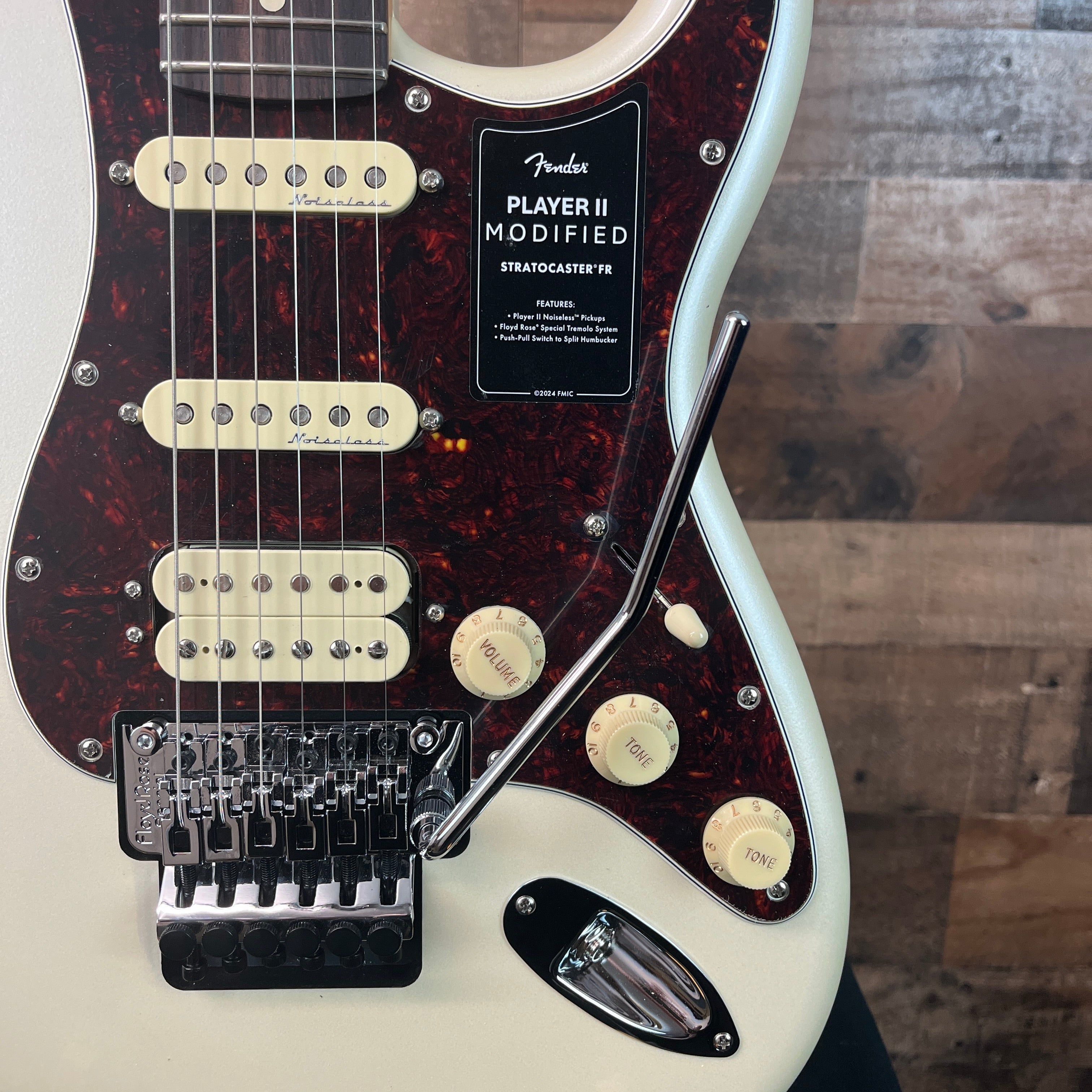 Player II Modified Stratocaster HSS Floyd Rose Electric Guitar, Olympic Pearl, Gig Bag, 579