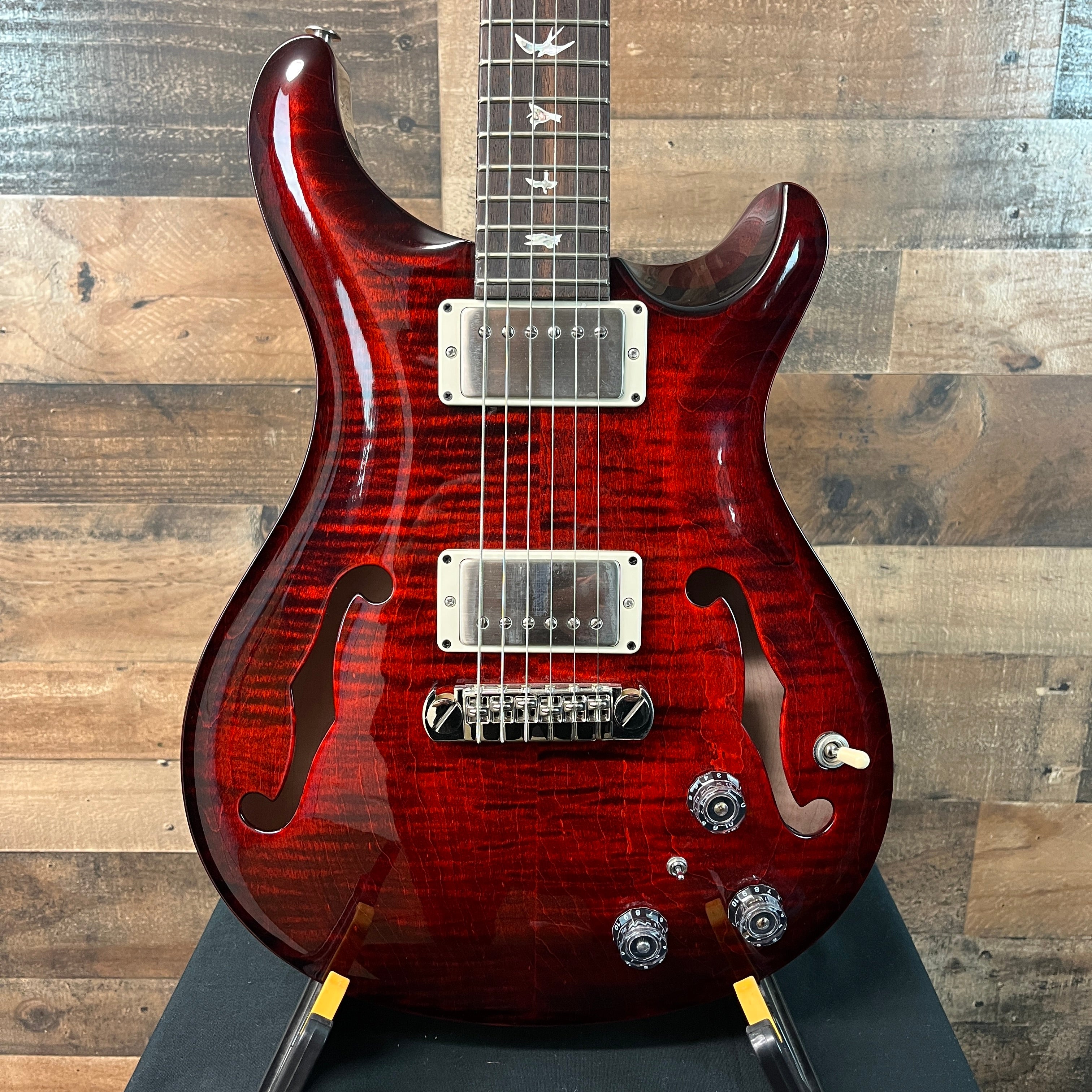 PRS Hollowbody II Piezo Electric Guitar, Custom Color Fire Red Wrap, Hard Case, 171