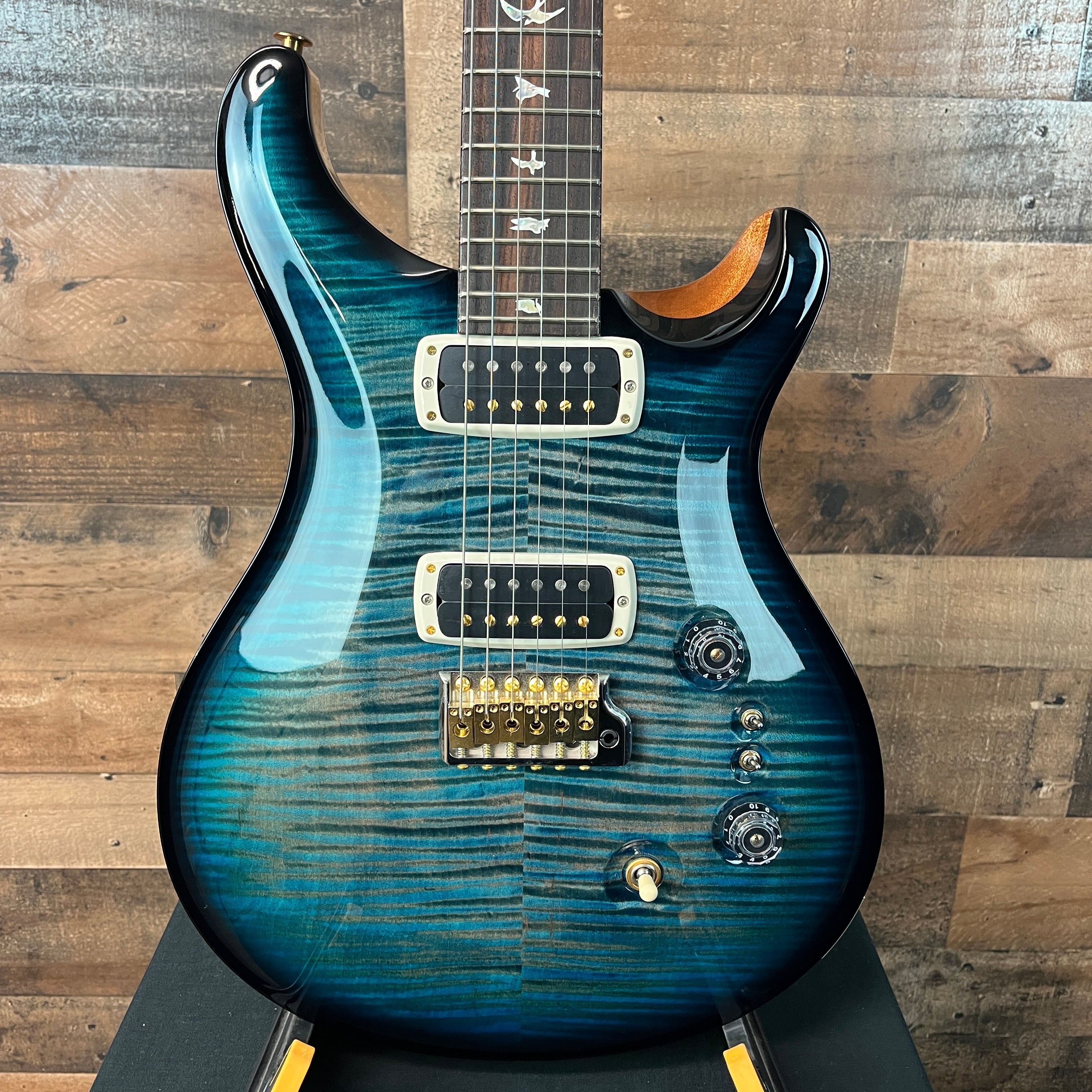 Custom 24-08 Electric Guitar, 10-top, BLEM, Custom Color, Aquableux, Smoke Wrap Burst, Natural Back, Hardcase, 203