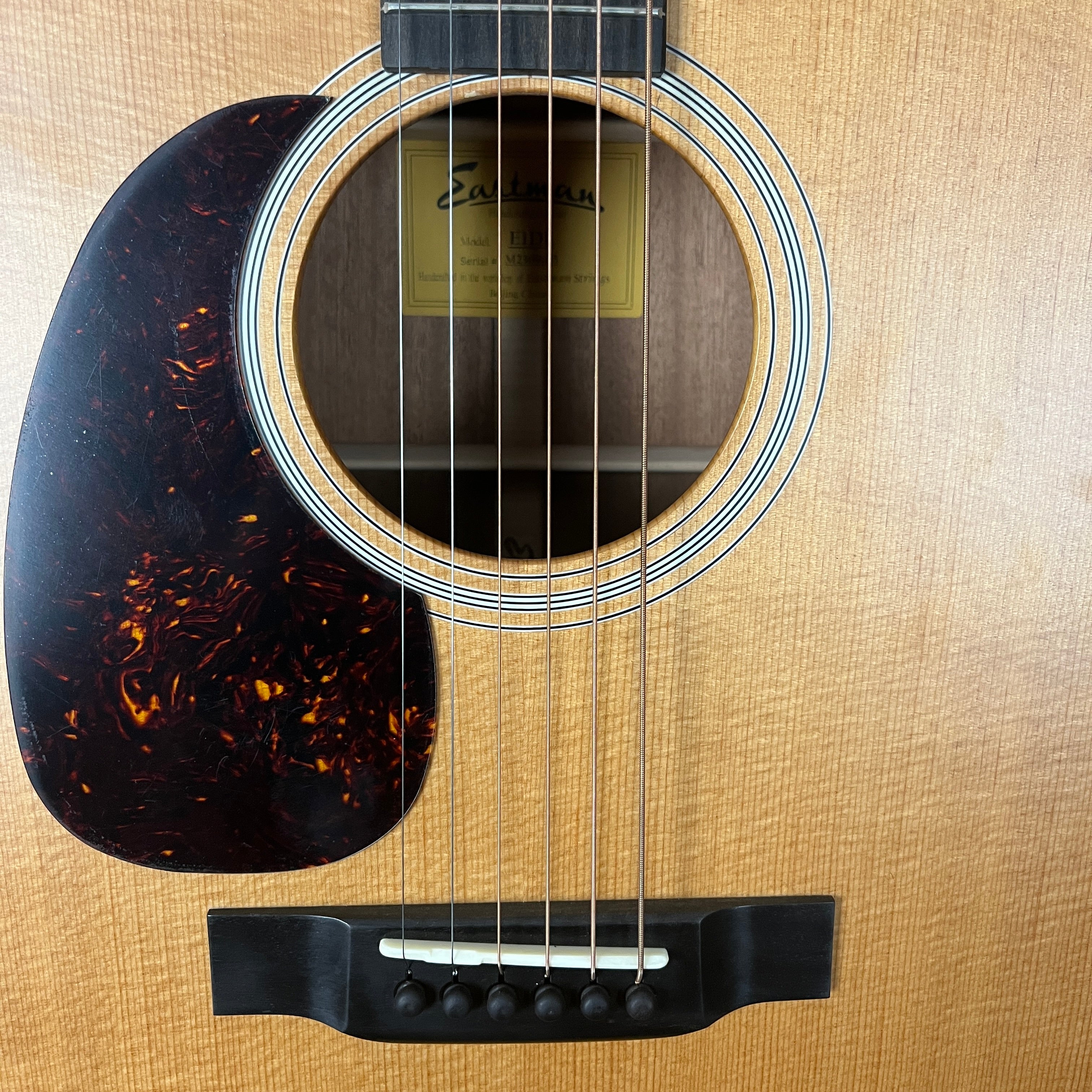 Eastman Guitars E1DL, Left Handed Dreadnought Acoustic Guitar, Natural, Gig Bag, 055