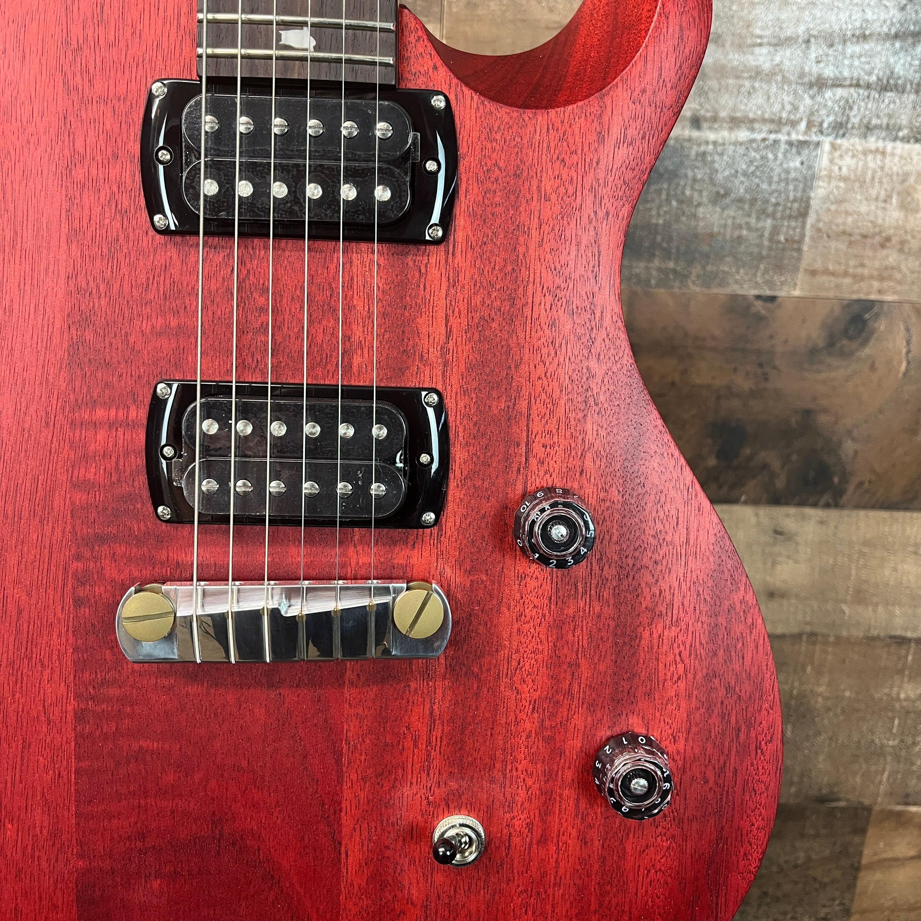 PRS SE CE24 Standard Satin Stoptail Electric Guitar, Vintage Cherry Satin, Gig Bag, 637