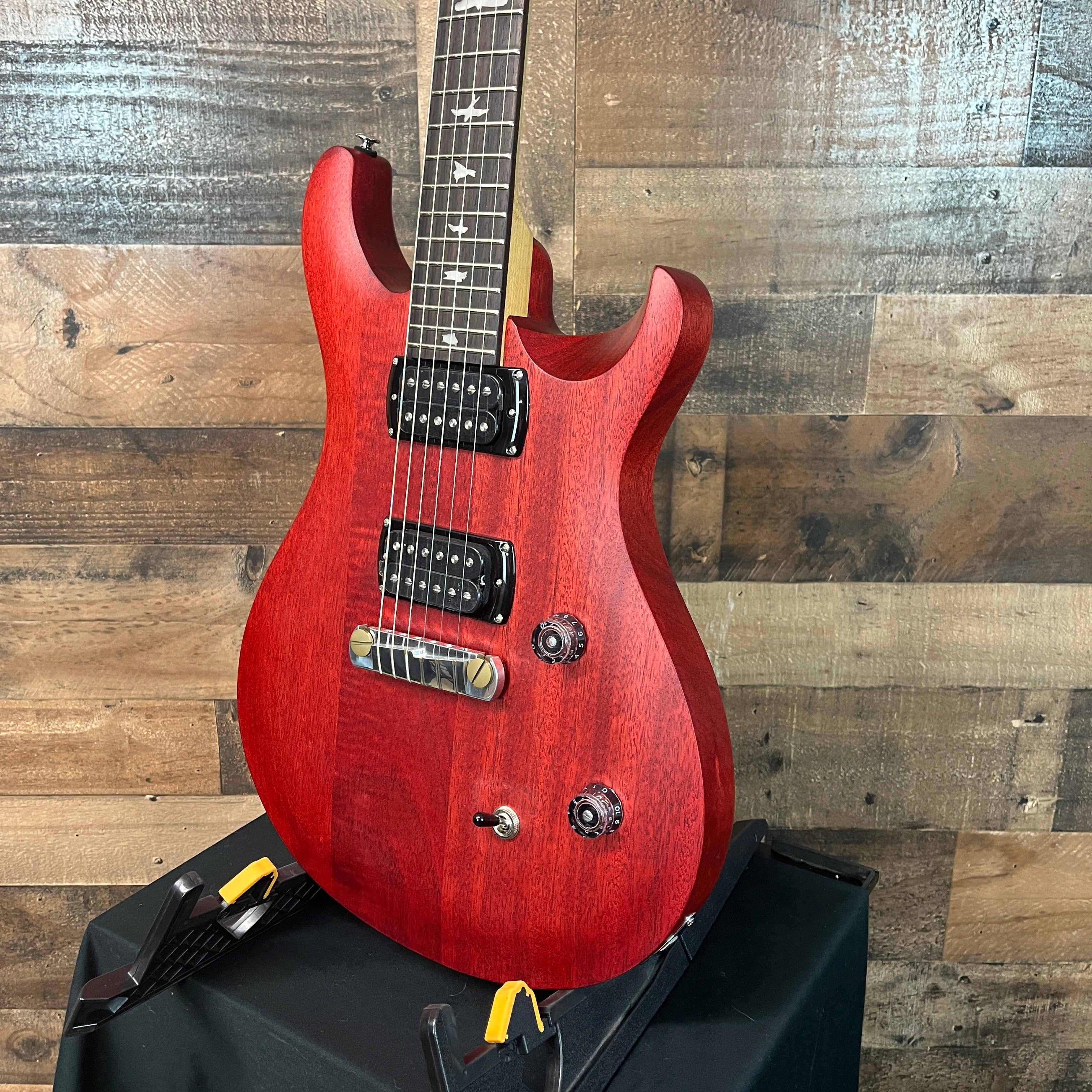 PRS SE CE24 Standard Satin Stoptail Electric Guitar, Vintage Cherry Satin, Gig Bag, 637