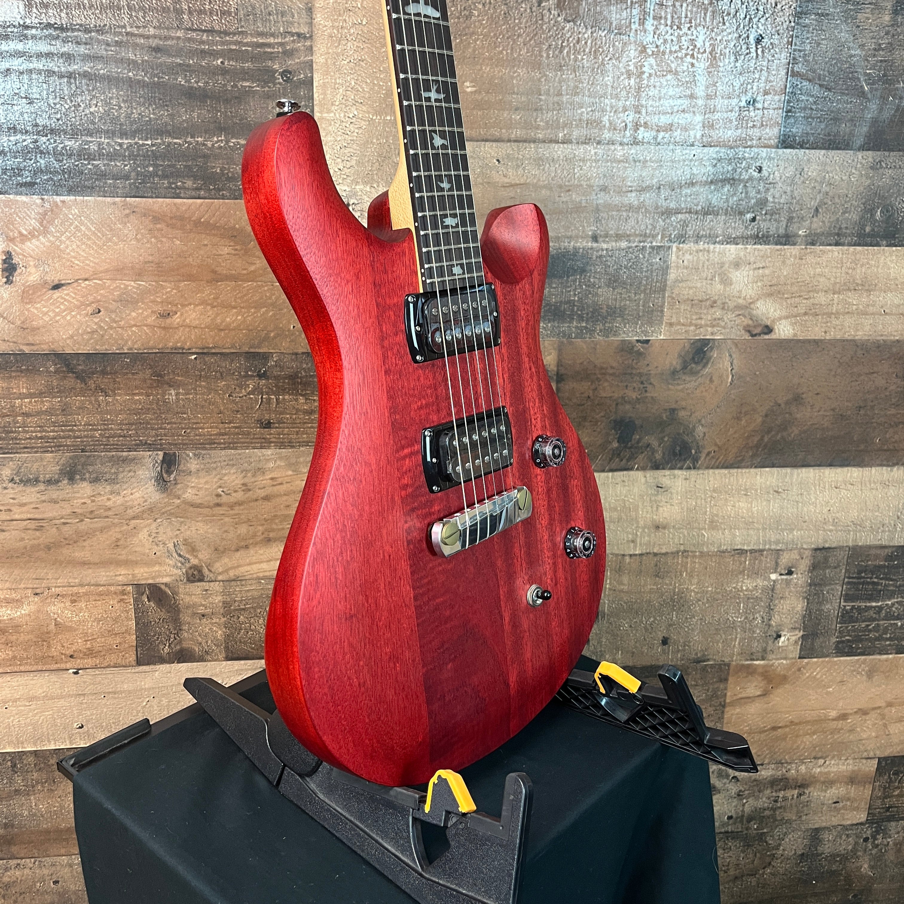 PRS SE CE24 Standard Satin Stoptail Electric Guitar, Vintage Cherry Satin, Gig Bag, 637