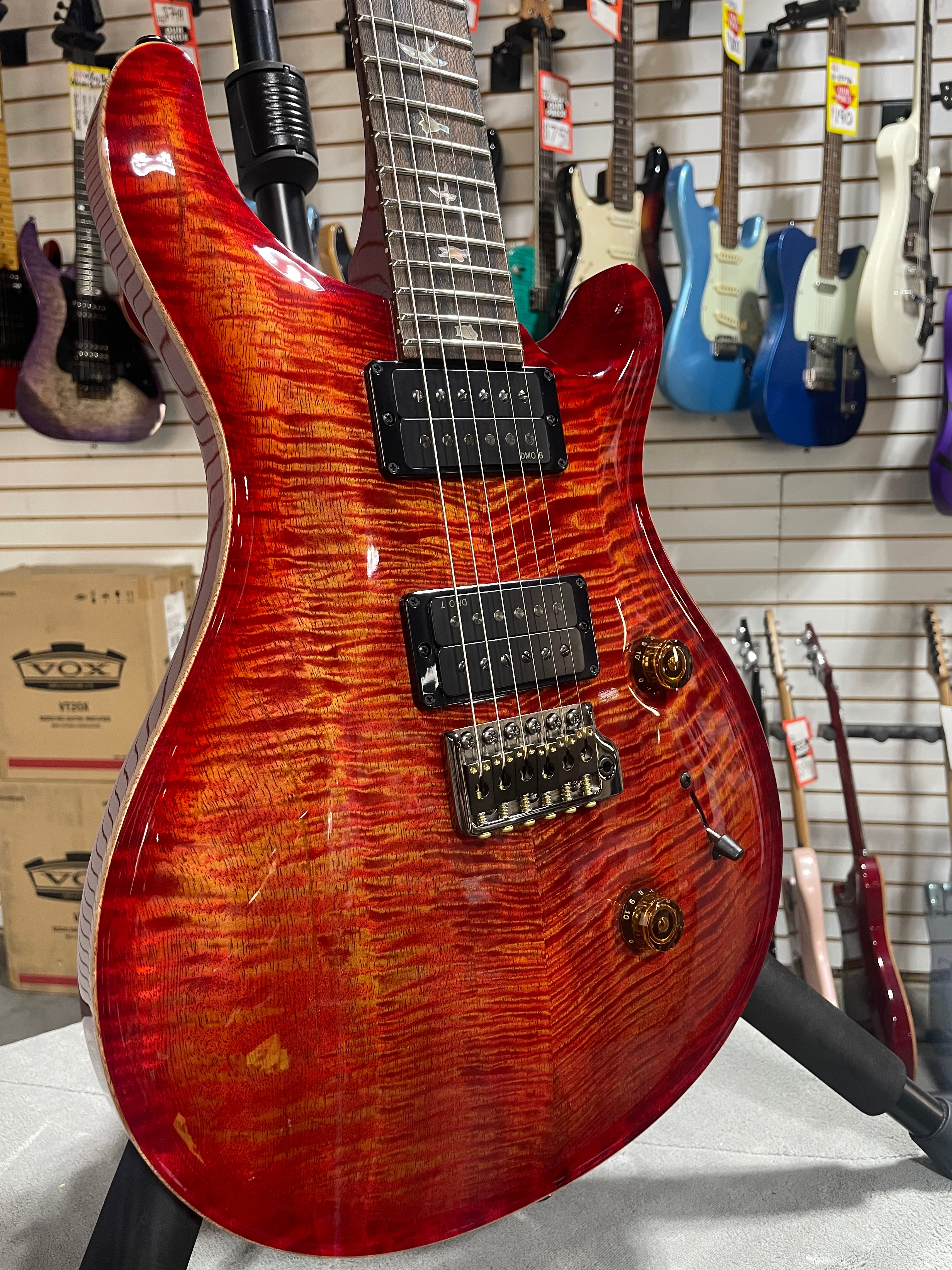 PRS Custom 24 Electric Guitar - Mango Blood Orange - OHSC & PLEK*D
