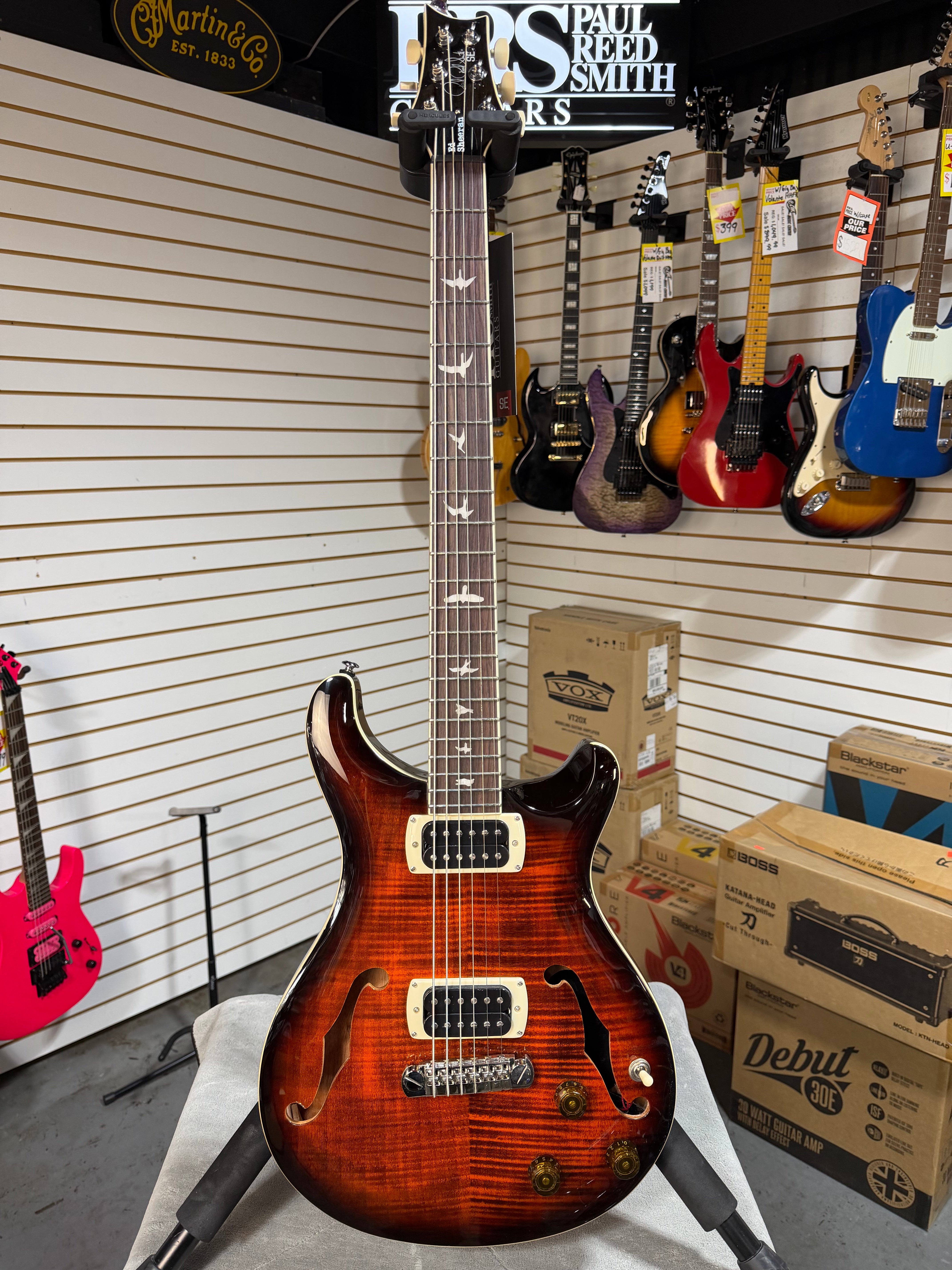 PRS SE Ed Sheeran Signature Hollowbody I Piezo Baritone Orange Tiger Smokeburst