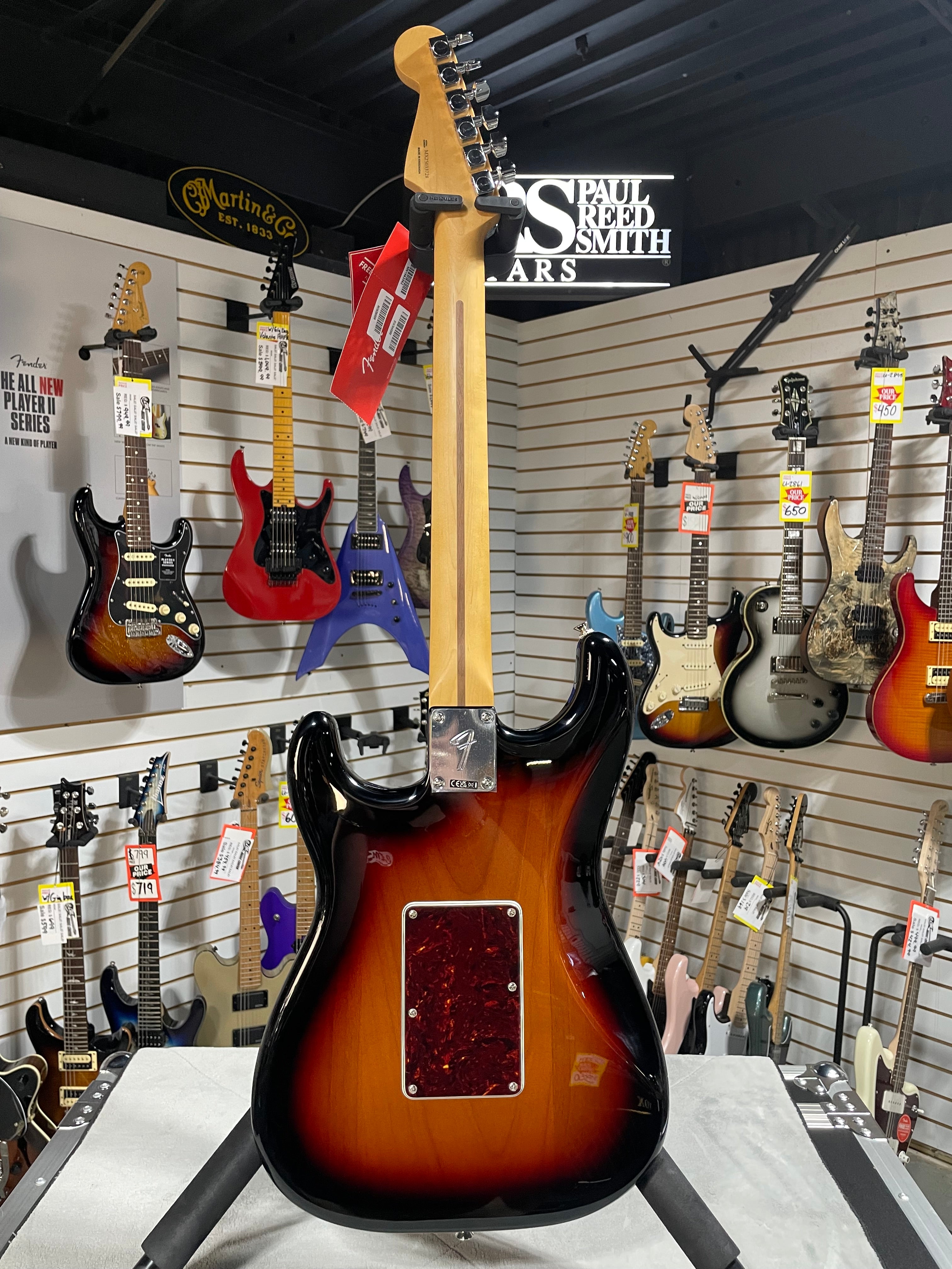 Player II Modified Stratocaster HSS Floyd Rose Electric Guitar - 3-tone Sunburst, Rosewood Fingerboard #728 GET PLEK'D!