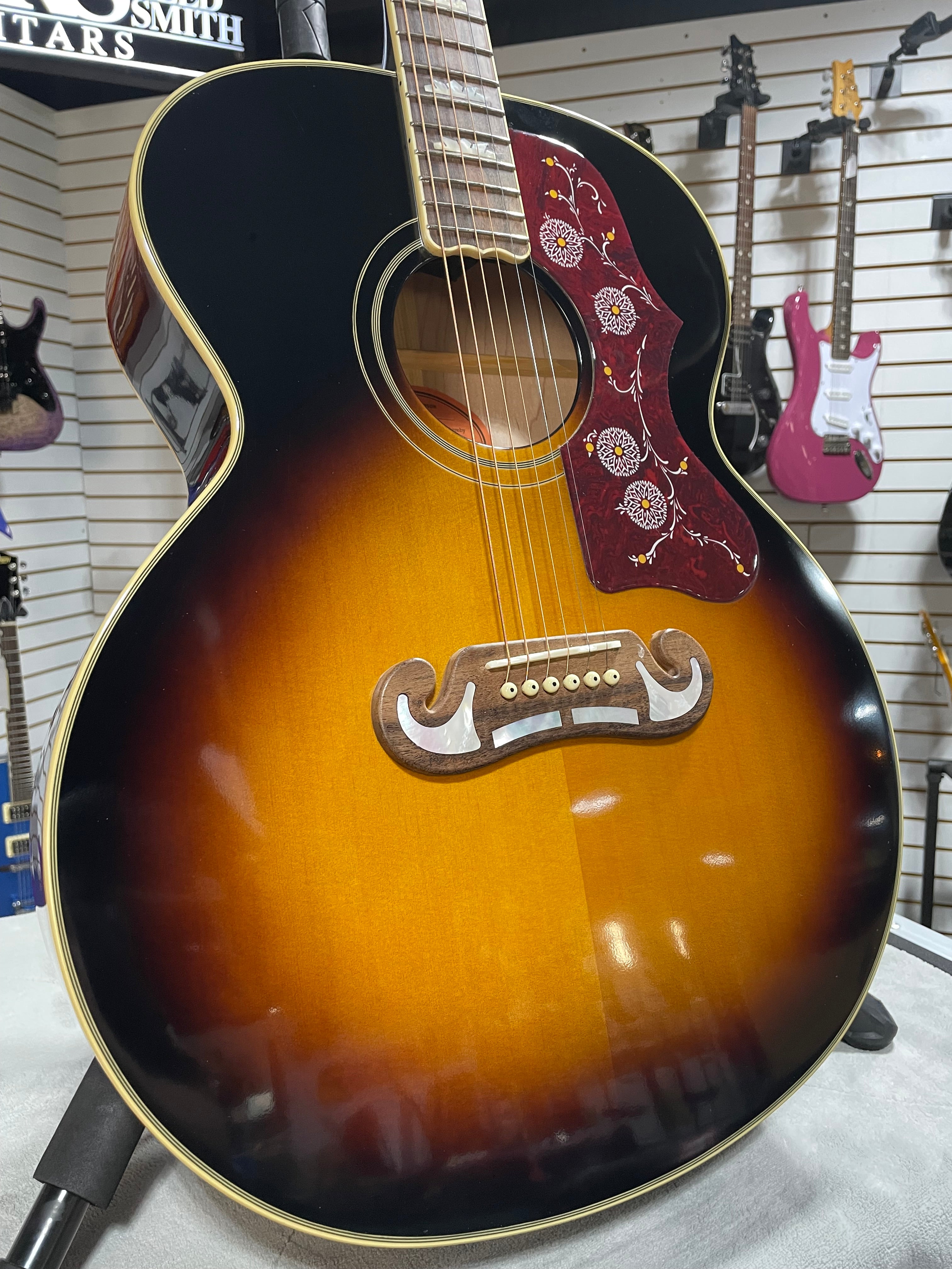 Epiphone J-200 Acoustic Guitar - Aged Vintage Sunburst Gloss w/OHSC & PLEK*D #570