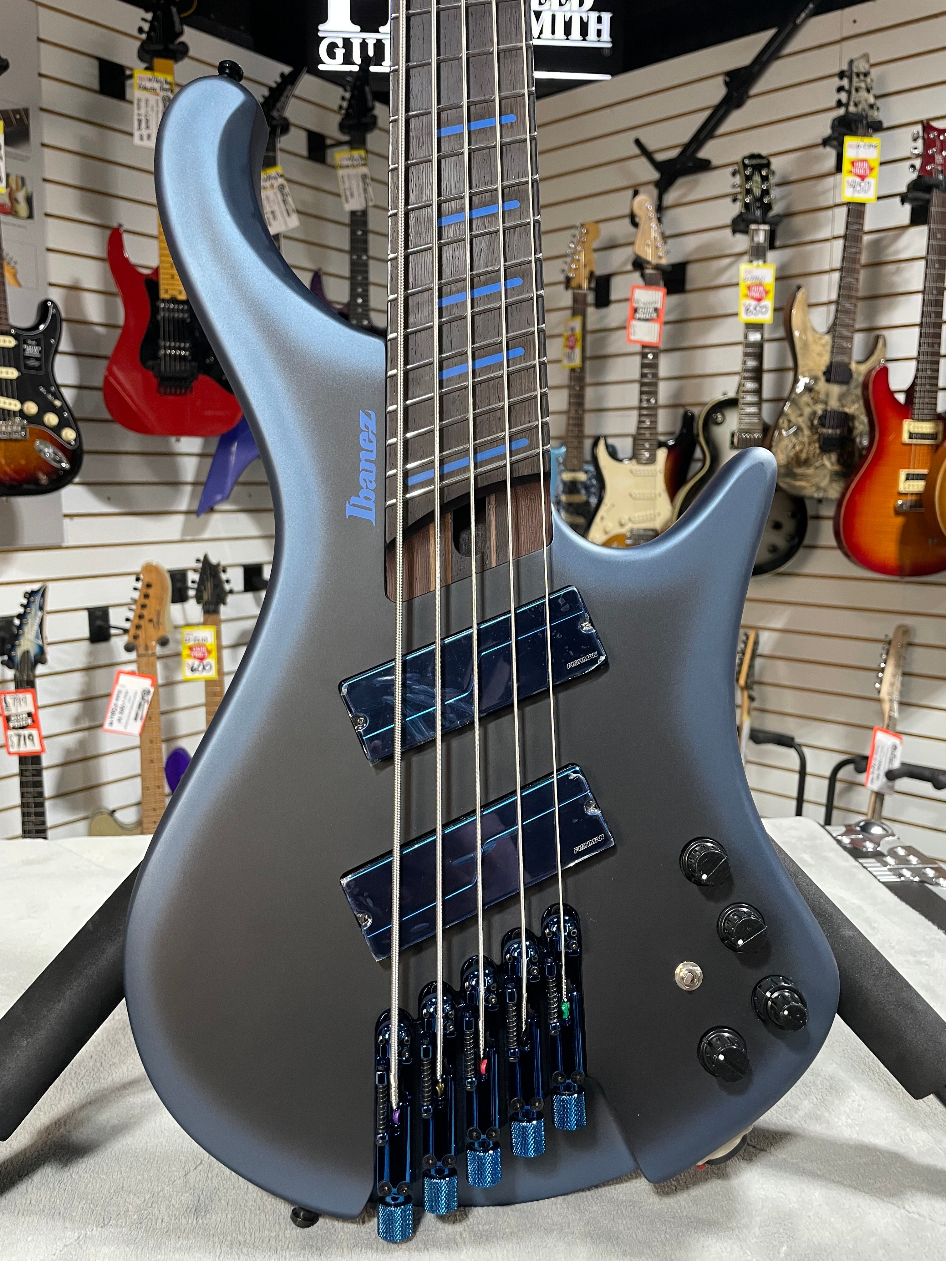 Bass Workshop EHB5MSBSP 5-string Multi-scale Bass Guitar - Midnight Arctic Ocean Matte #997