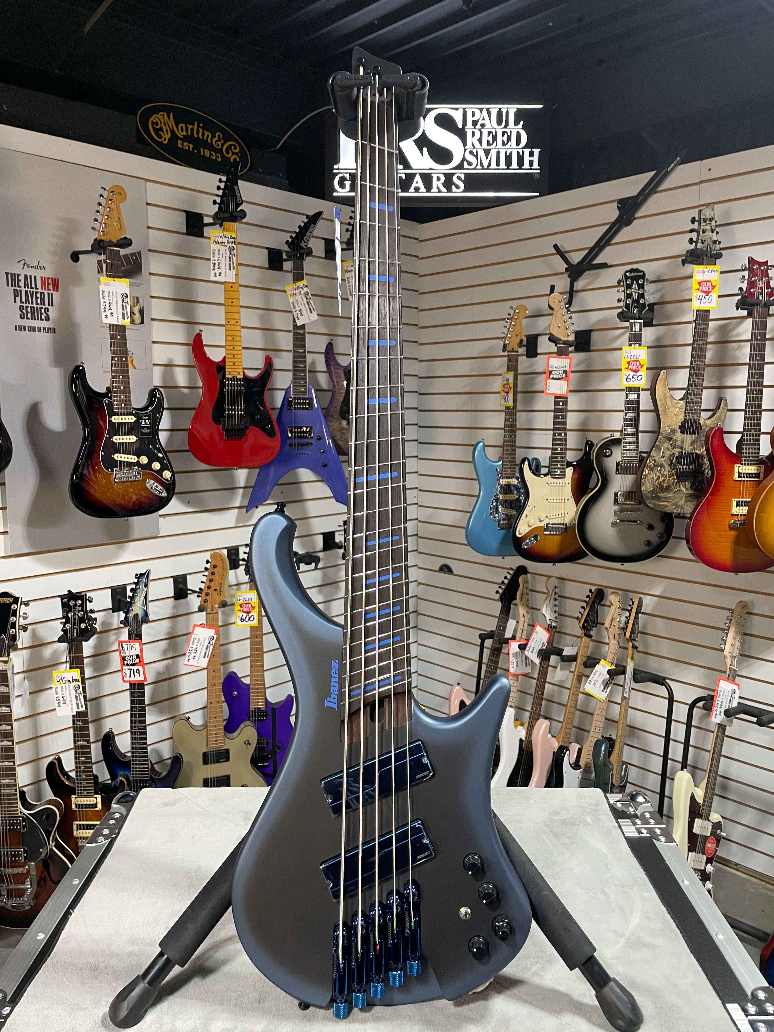 Bass Workshop EHB5MSBSP 5-string Multi-scale Bass Guitar - Midnight Arctic Ocean Matte #997