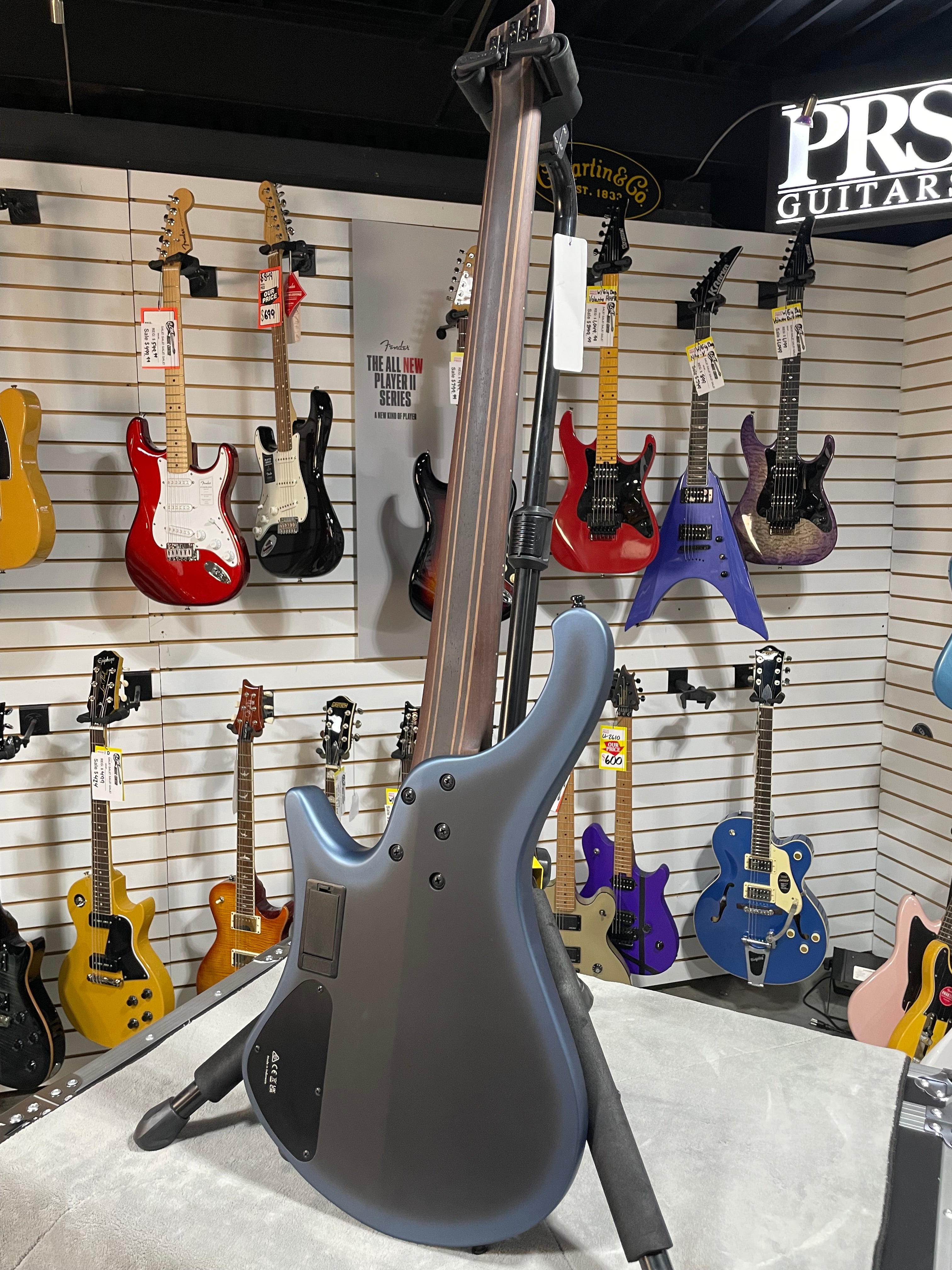 Bass Workshop EHB5MSBSP 5-string Multi-scale Bass Guitar - Midnight Arctic Ocean Matte #997