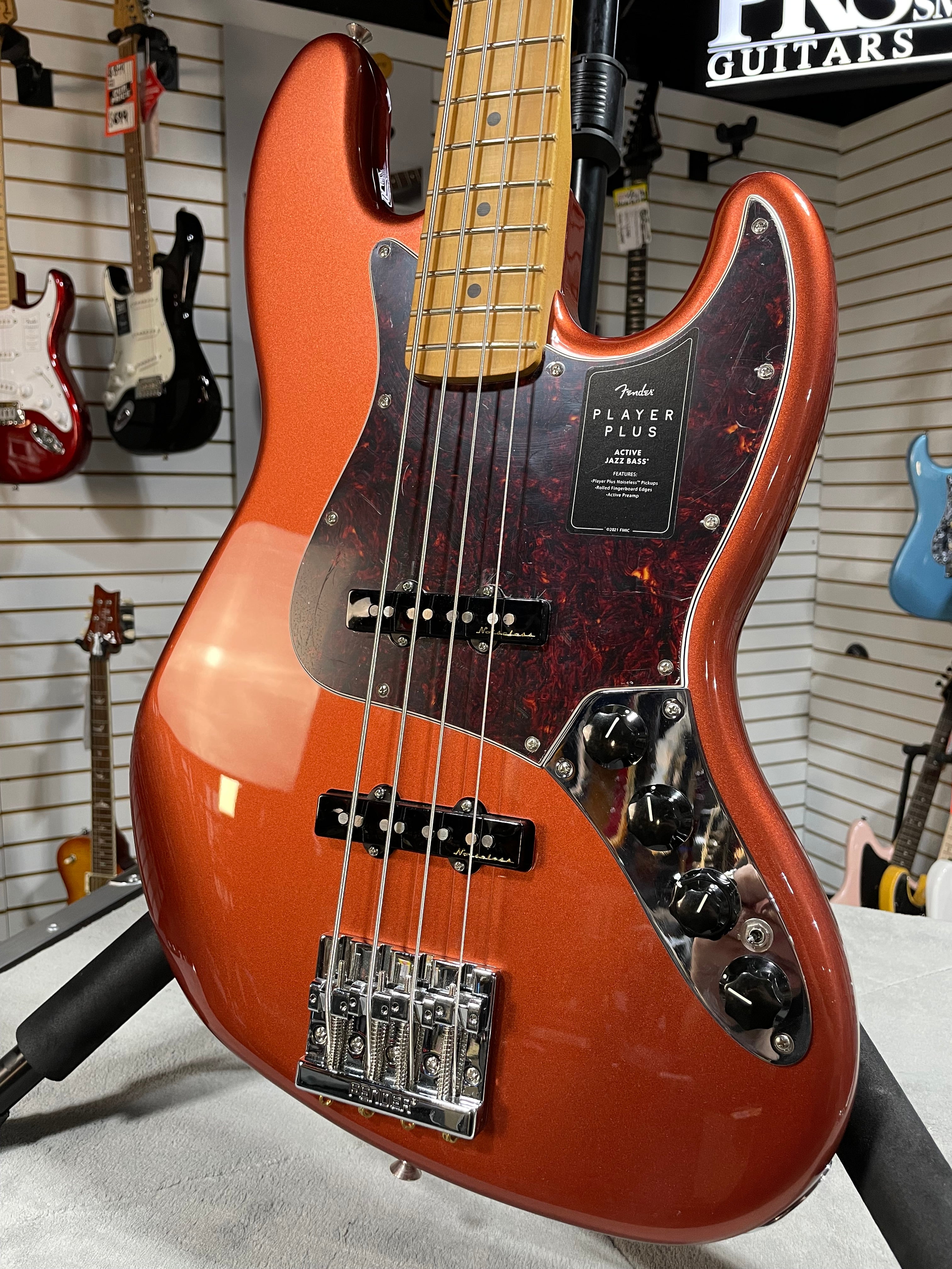 Player Plus Active Jazz Bass - Aged Candy Apple Red #231 GET PLEK'D!