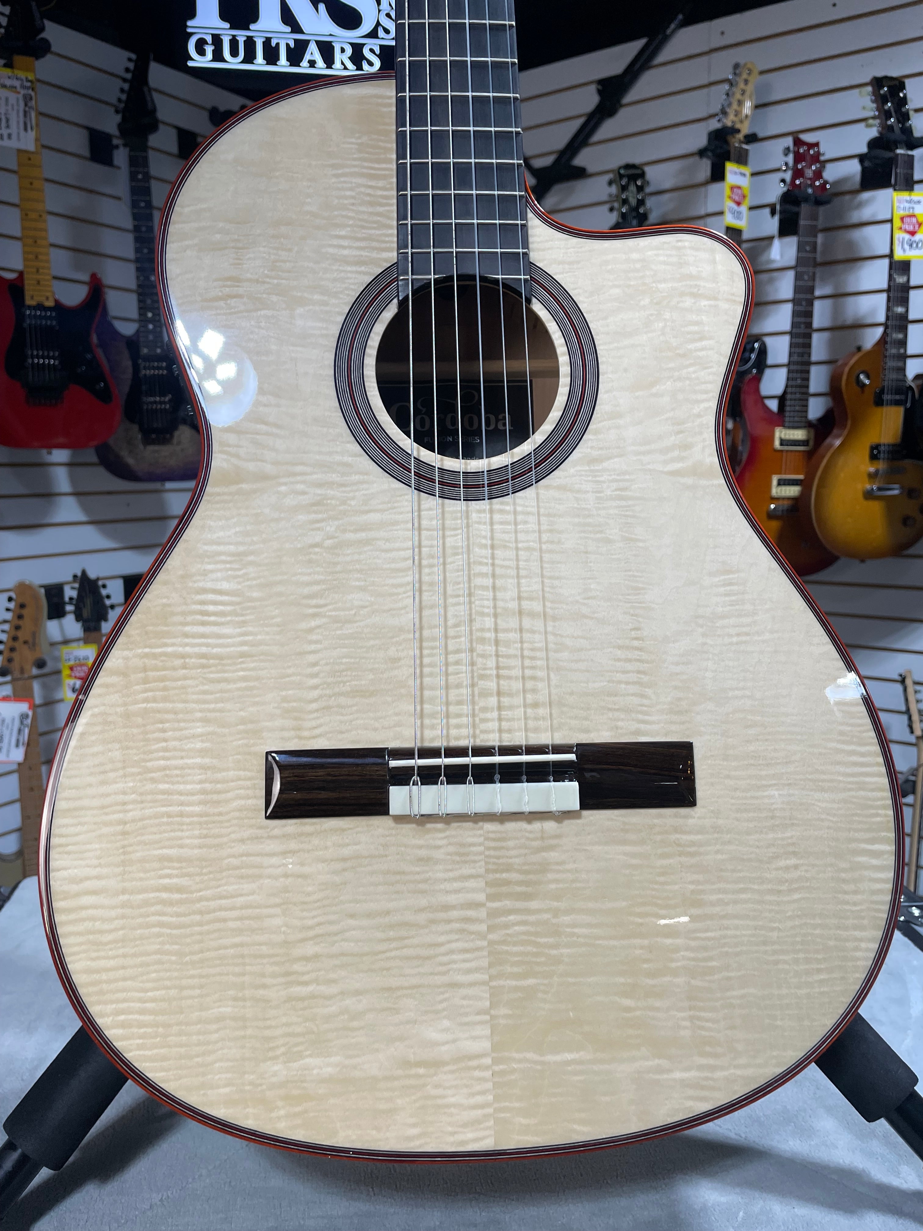 Fusion 12 Exotic Top Nylon-string Acoustic-electric Guitar - White Sands #098 GET PLEK'D!