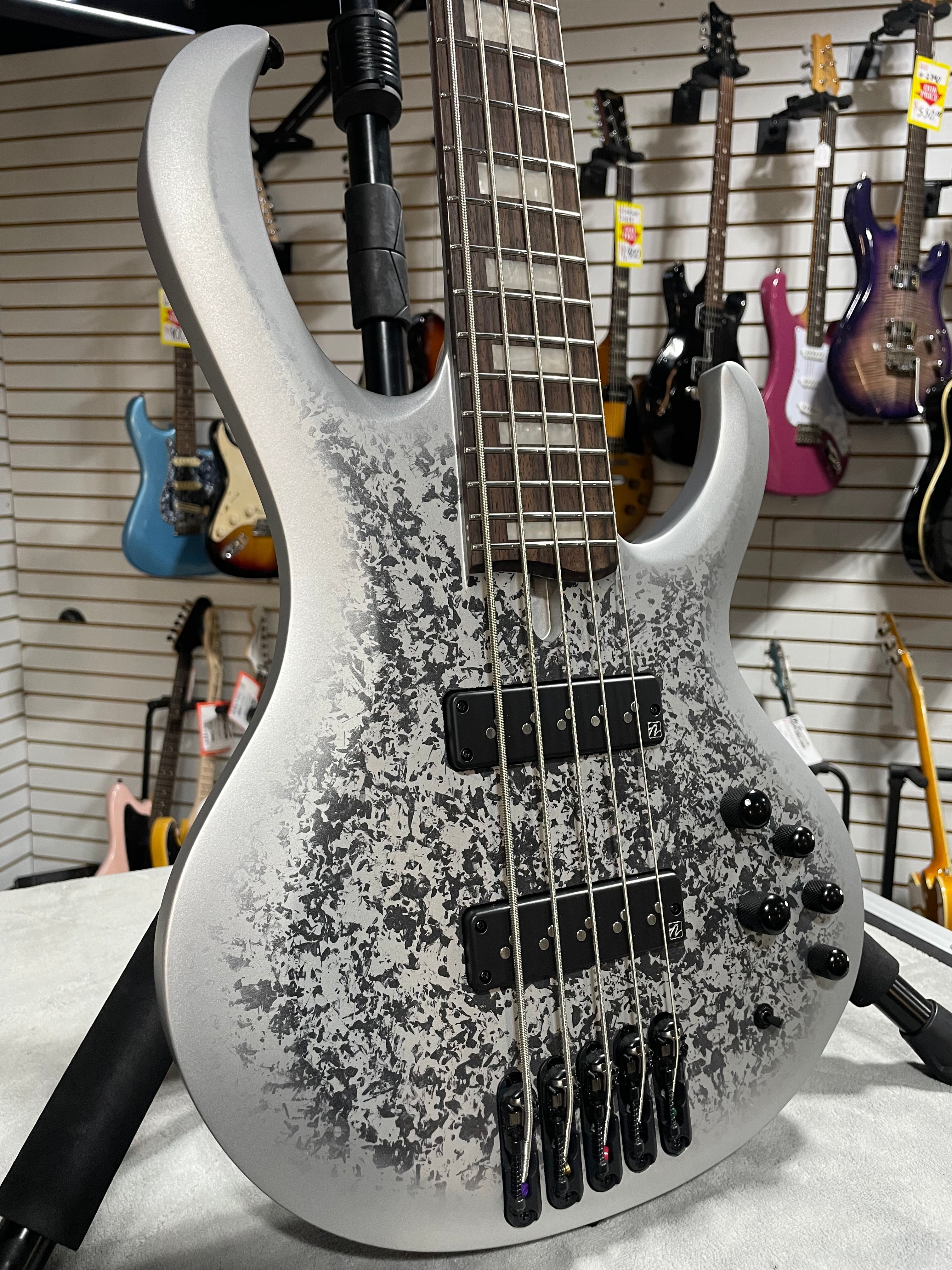 25th-anniversary BTB Standard 5-string Electric Bass Guitar - Silver Blizzard Matte #599 GET PLEK'D!