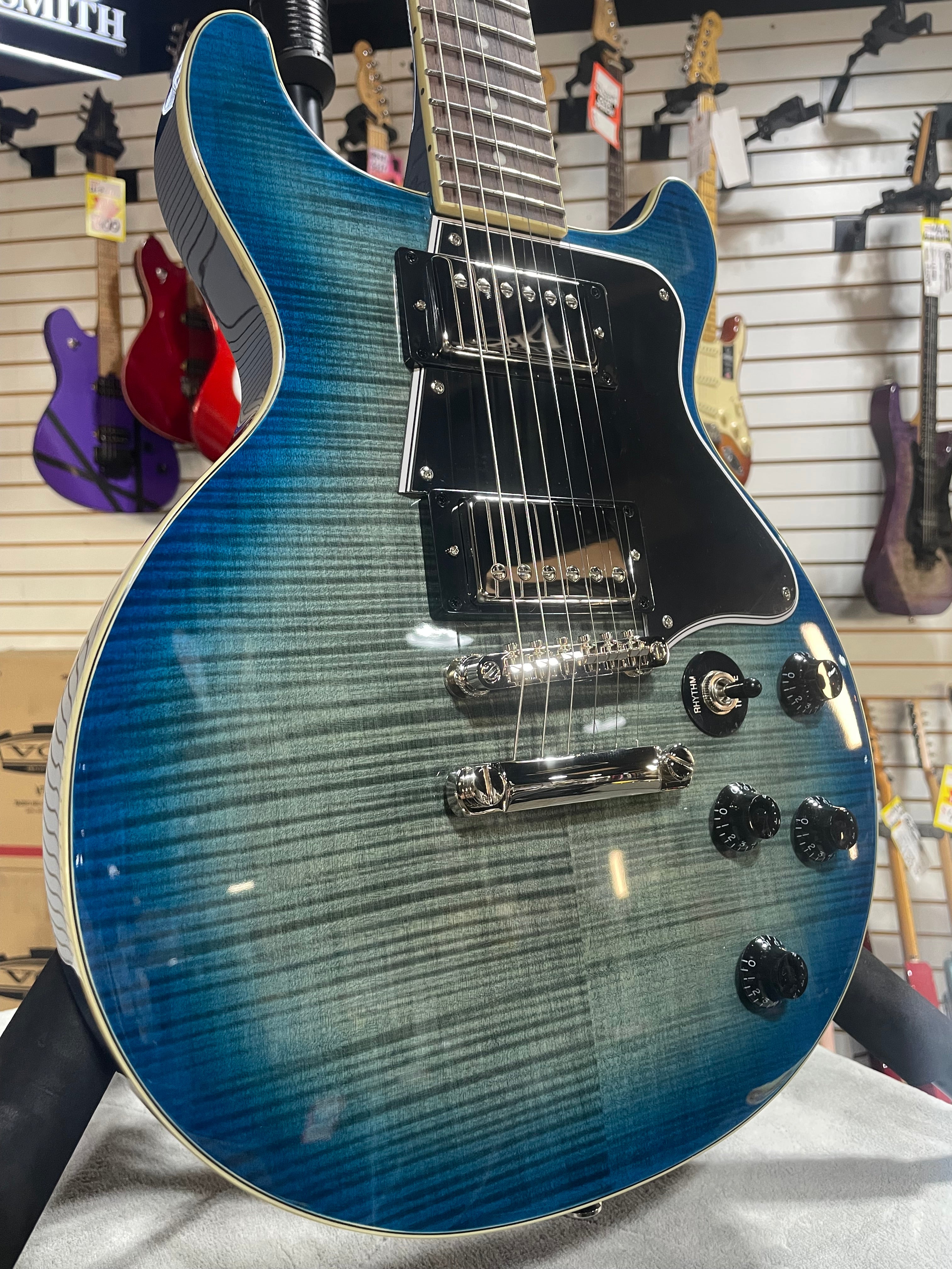 Epiphone Les Paul Special Double Cut Figured Electric Guitar - Ocean Water w/ Gigbag & PLEK*D #496