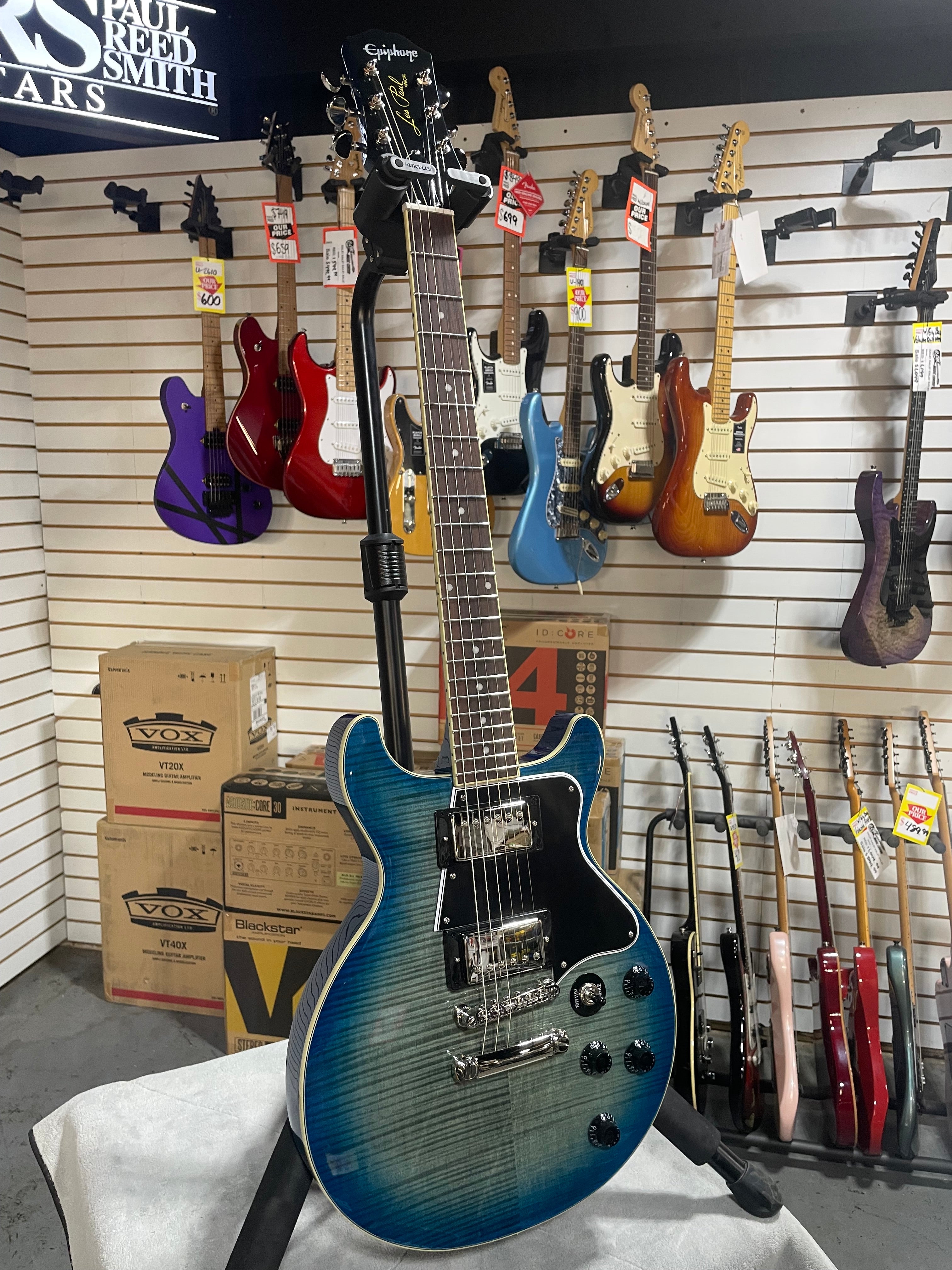 Epiphone Les Paul Special Double Cut Figured Electric Guitar - Ocean Water w/ Gigbag & PLEK*D #496