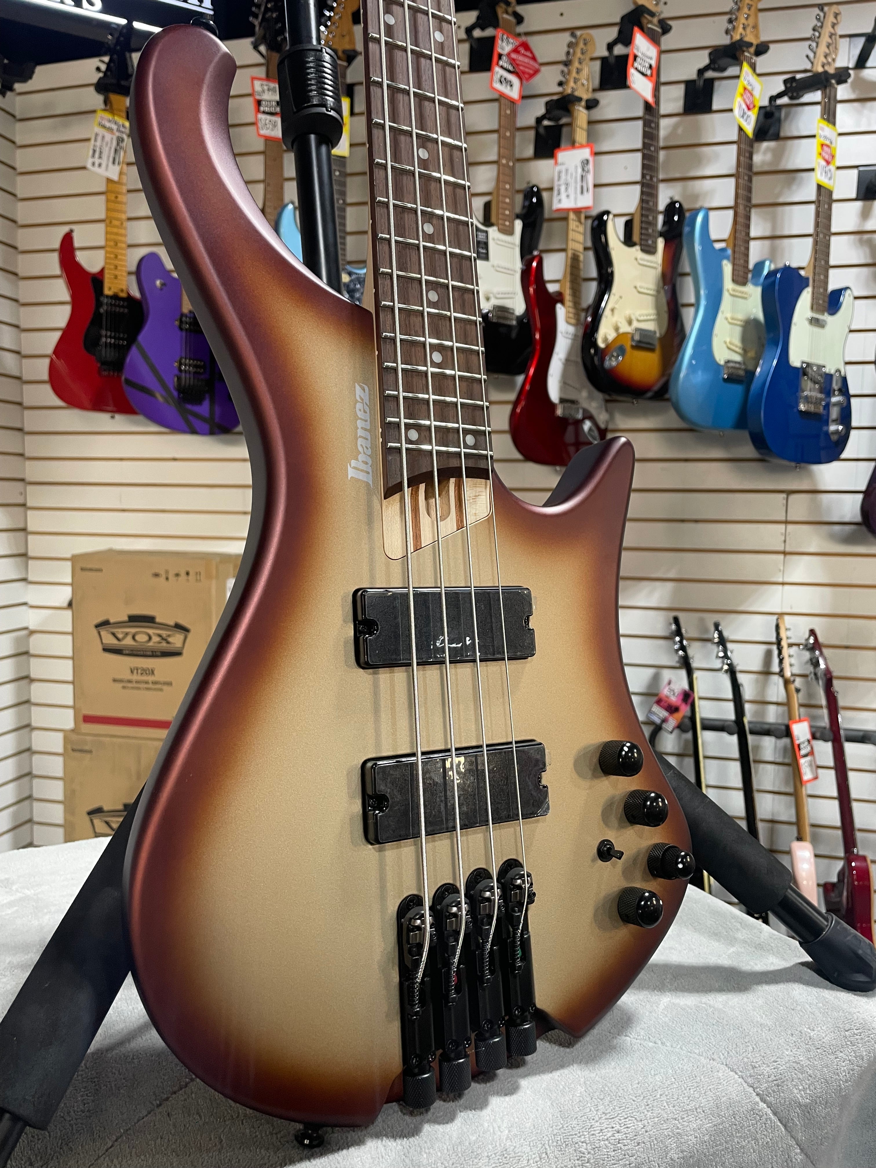 Ibanez Bass Workshop EHB600 Electric Bass Guitar - Charred Champagne Burst Matte & PLEK*D #358