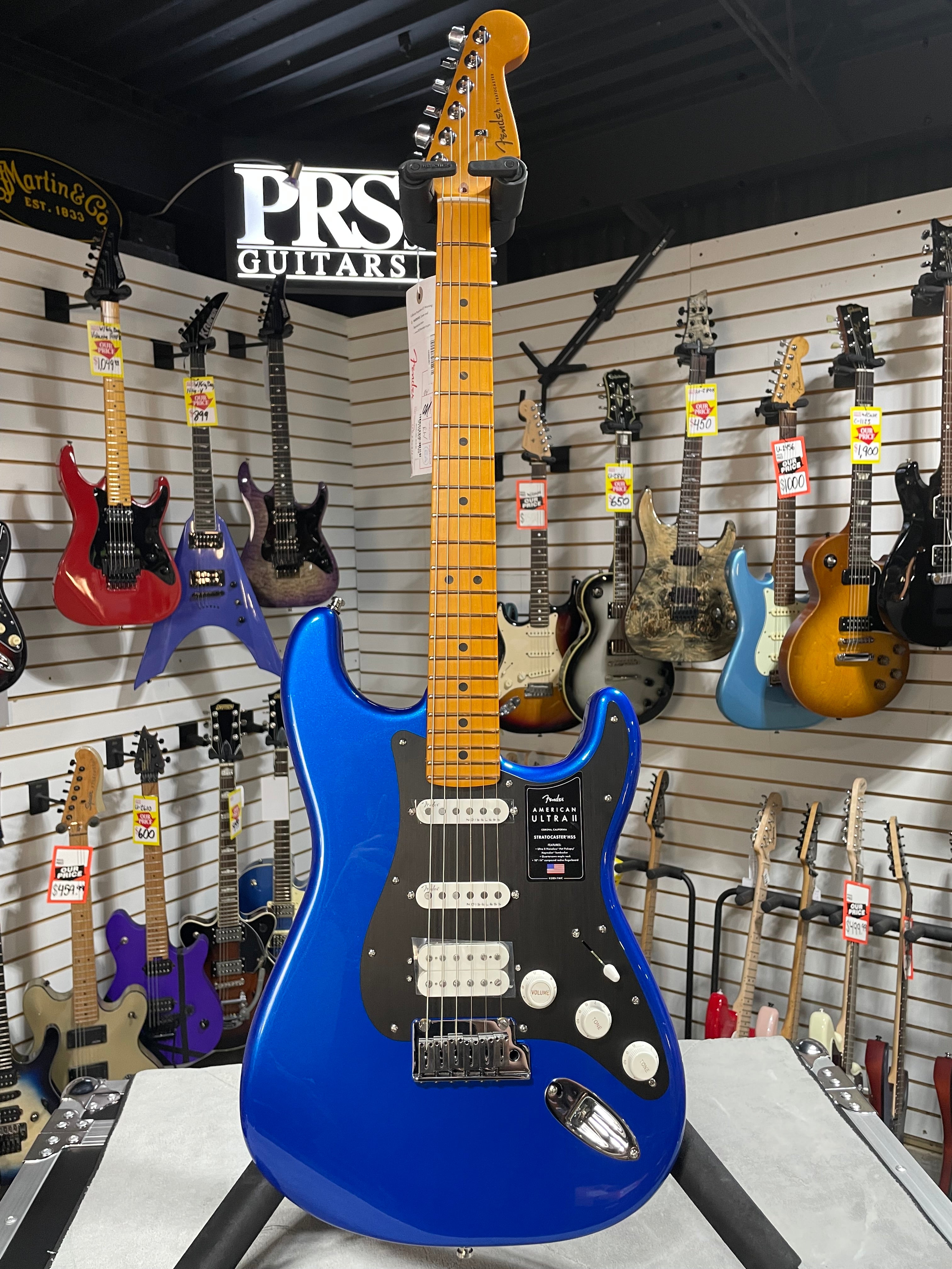Fender American Ultra II Stratocaster - Noble Blue w/ Maple Fingerboard w/ OHSC & PLEK*D #677