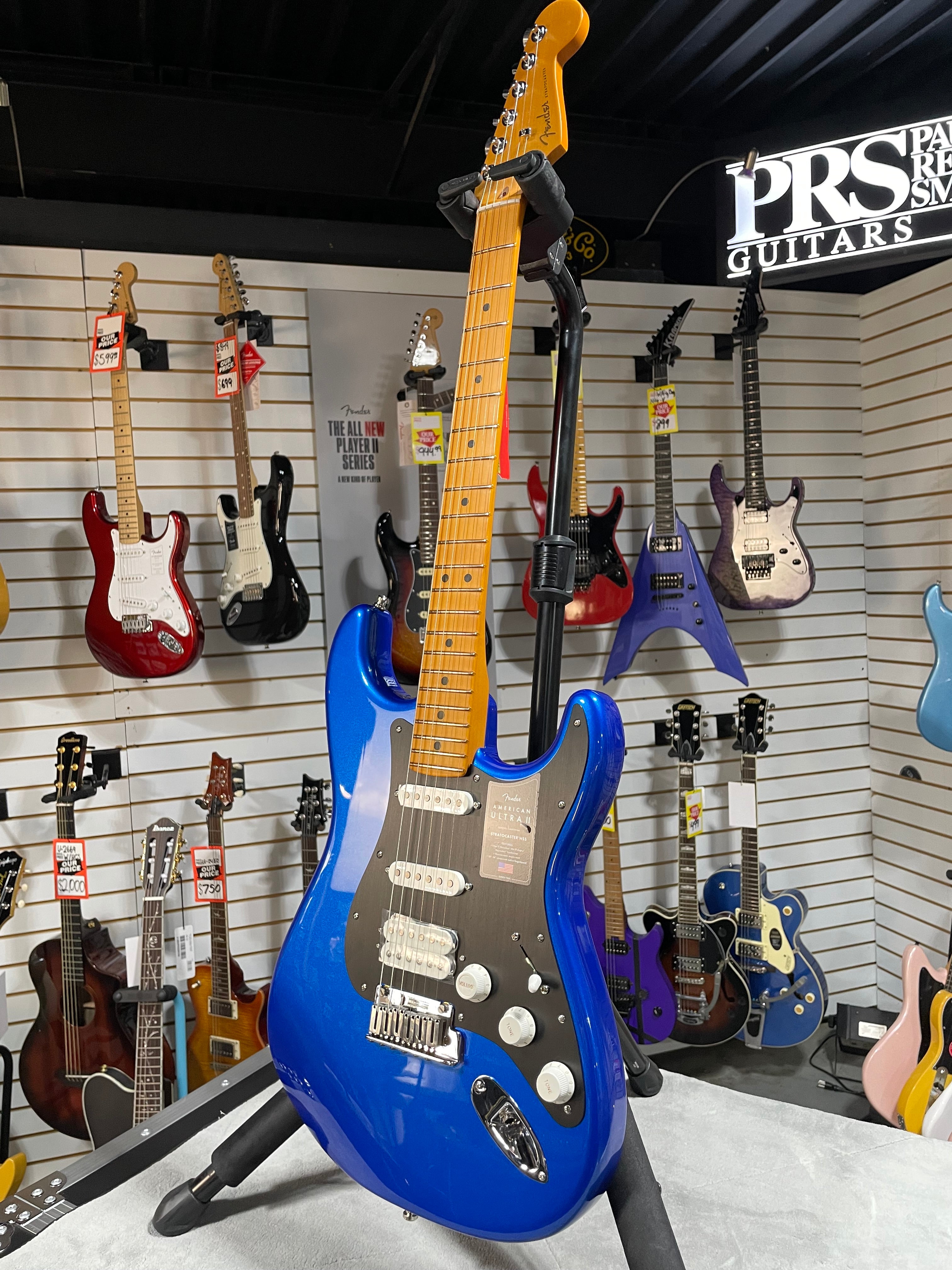 Fender American Ultra II Stratocaster - Noble Blue w/ Maple Fingerboard w/ OHSC & PLEK*D #677
