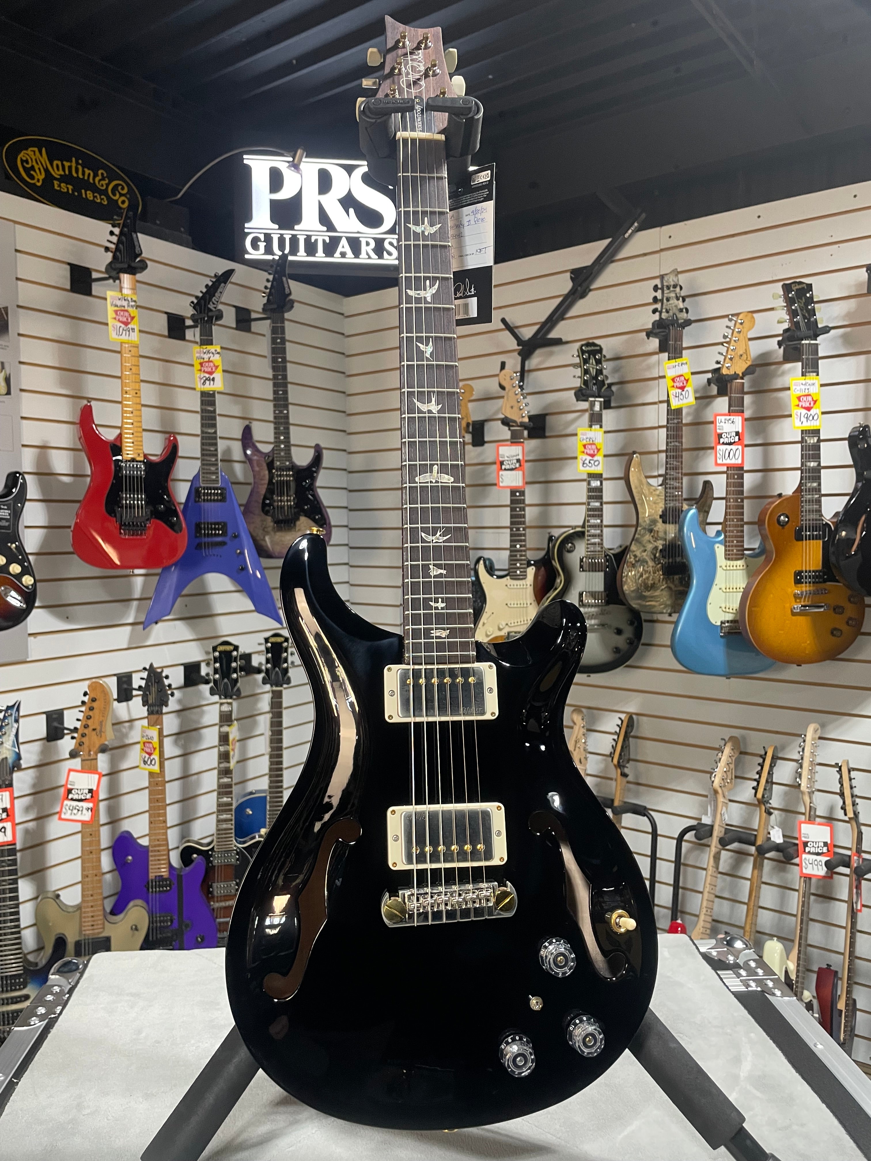 Hollowbody II Piezo Electric Guitar - Custom Color Piano Black #442 GET PLEK'D!