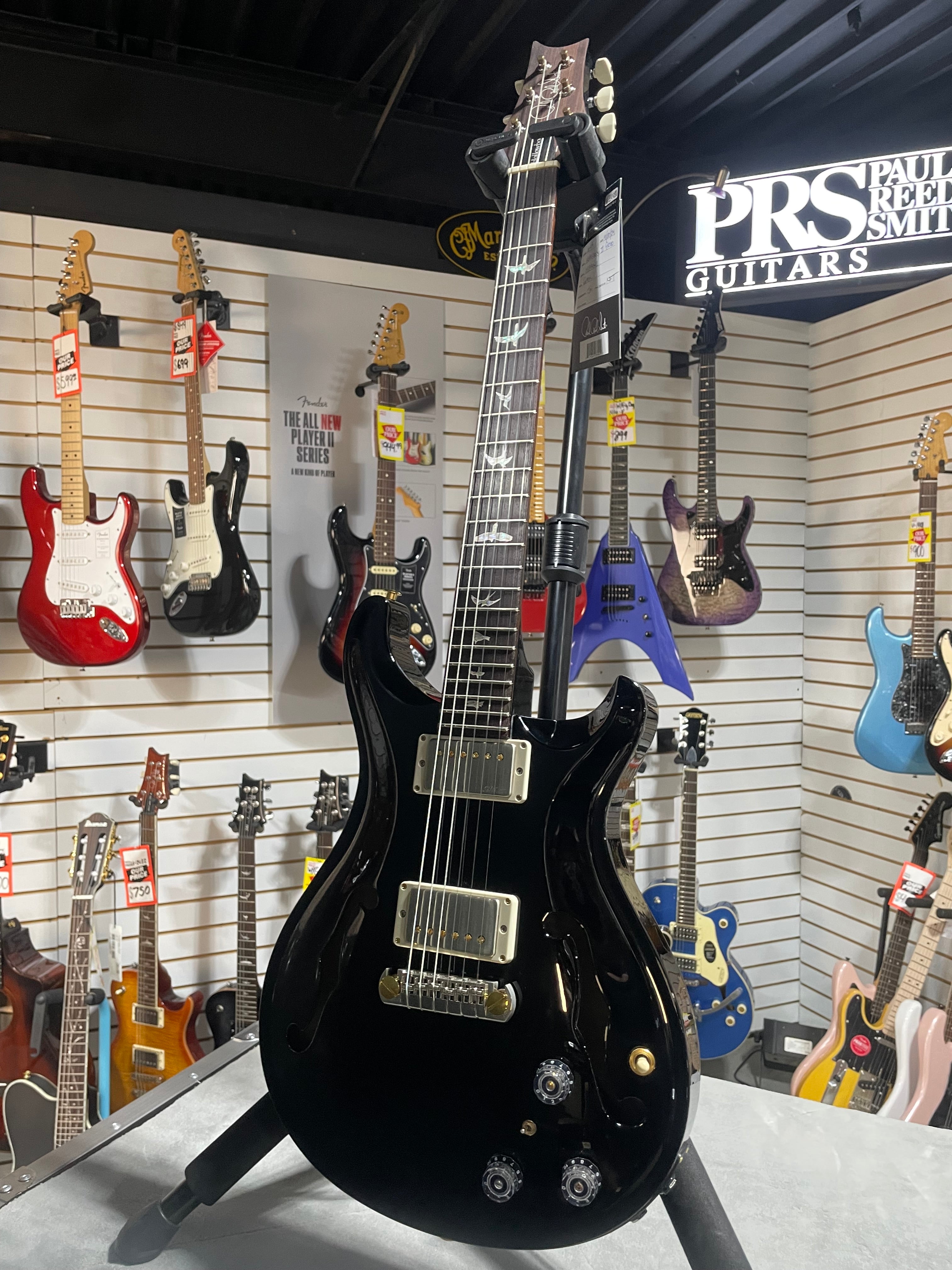 Hollowbody II Piezo Electric Guitar - Custom Color Piano Black #442 GET PLEK'D!