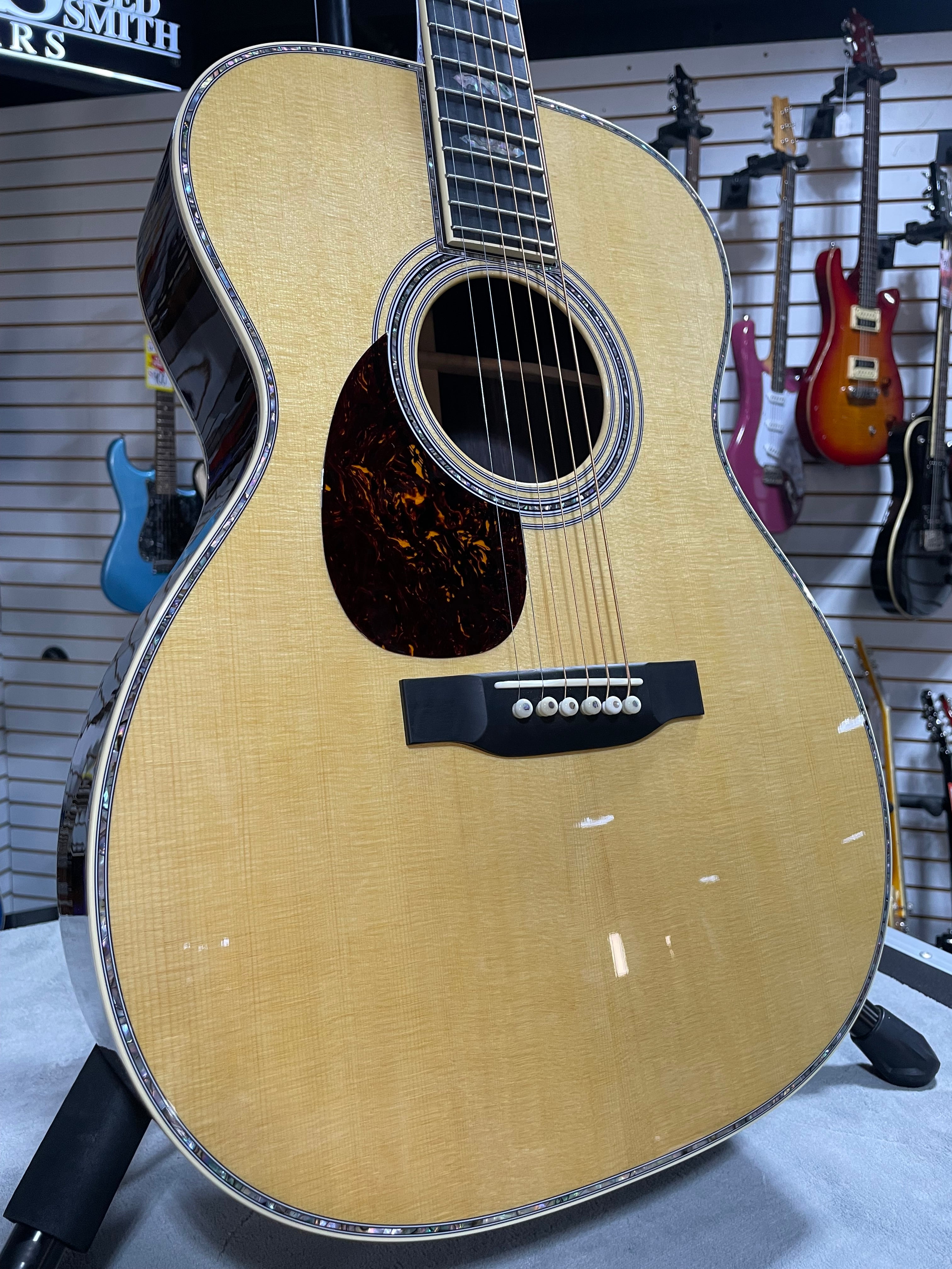 Martin OM-45 Left Handed Acoustic Guitar - Natural w/OHSC & PLEK*D #079