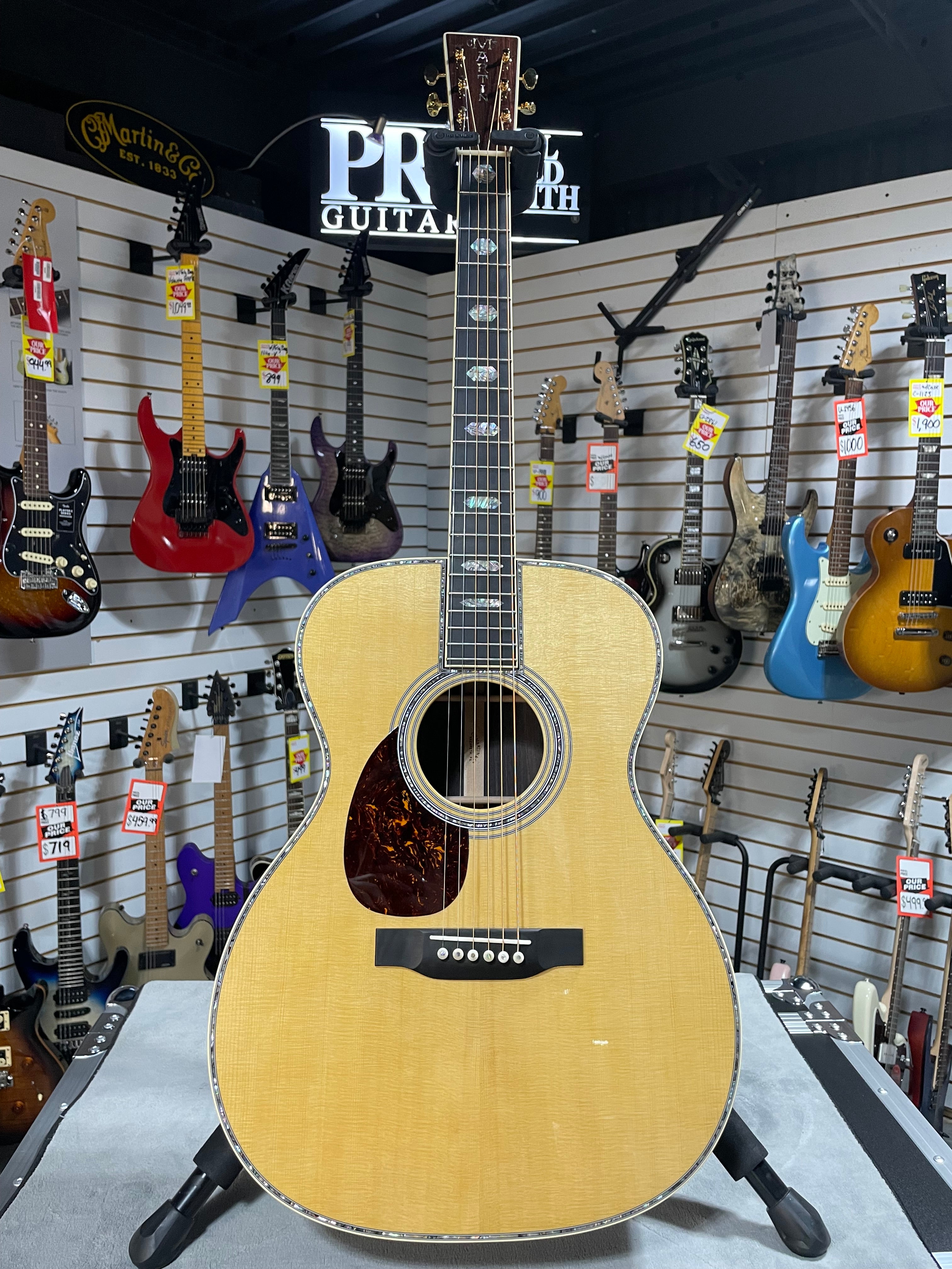 Martin OM-45 Left Handed Acoustic Guitar - Natural w/OHSC & PLEK*D #079