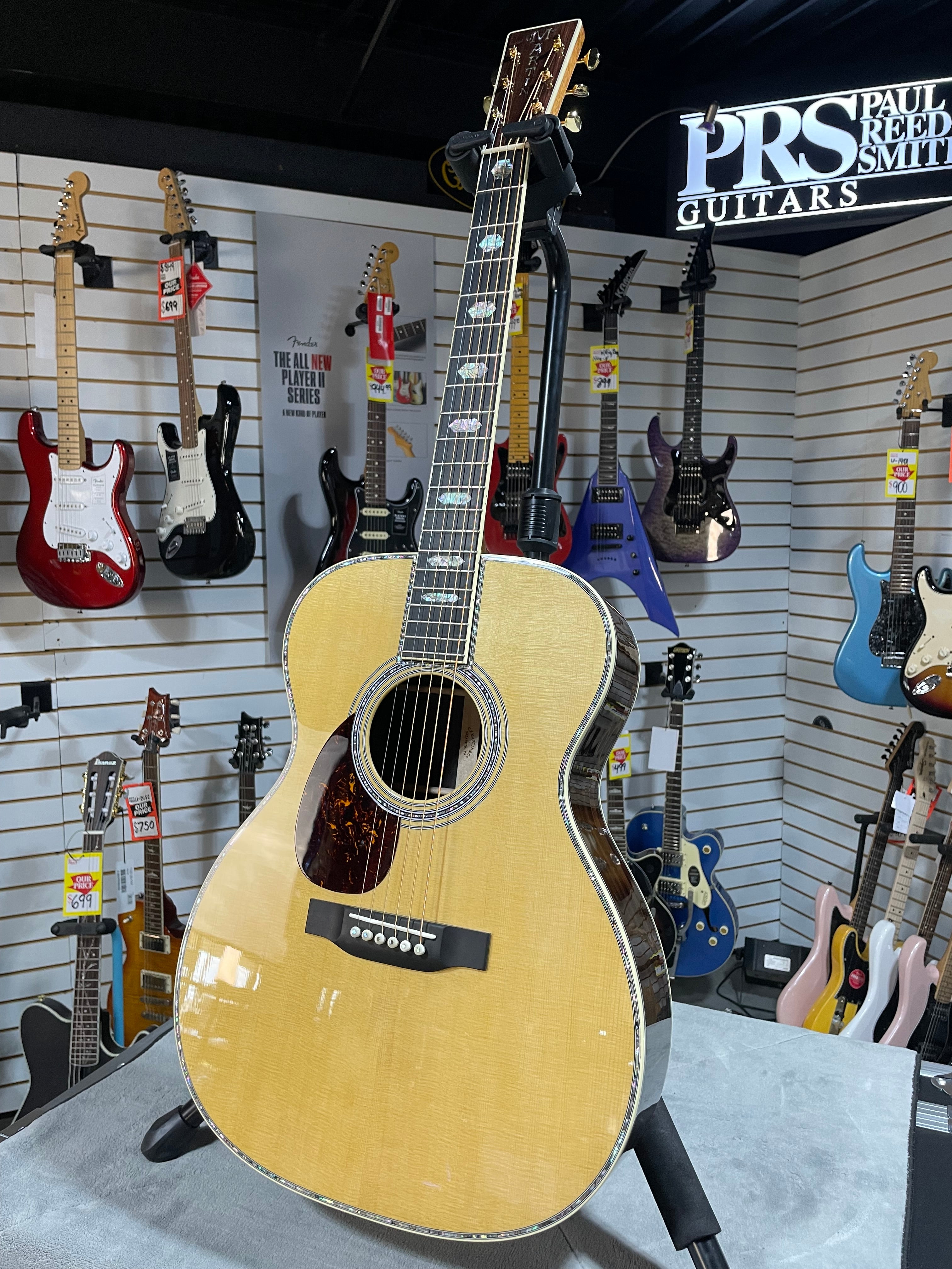 Martin OM-45 Left Handed Acoustic Guitar - Natural w/OHSC & PLEK*D #079