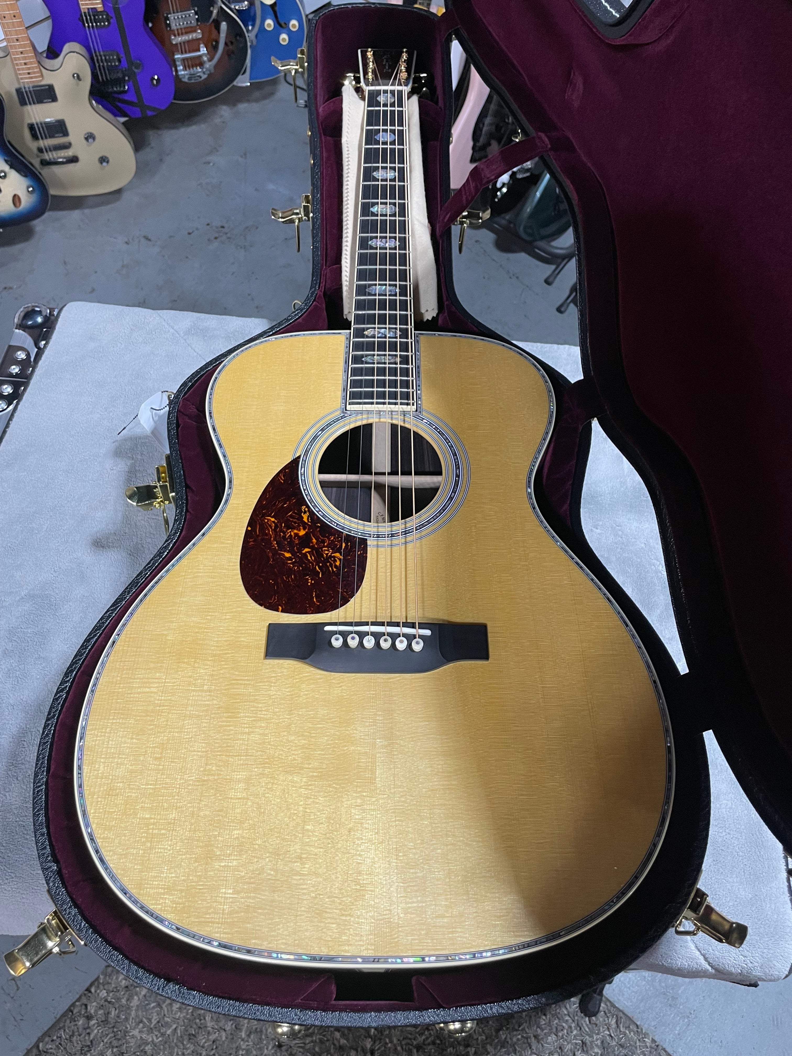 Martin OM-45 Left Handed Acoustic Guitar - Natural w/OHSC & PLEK*D #079