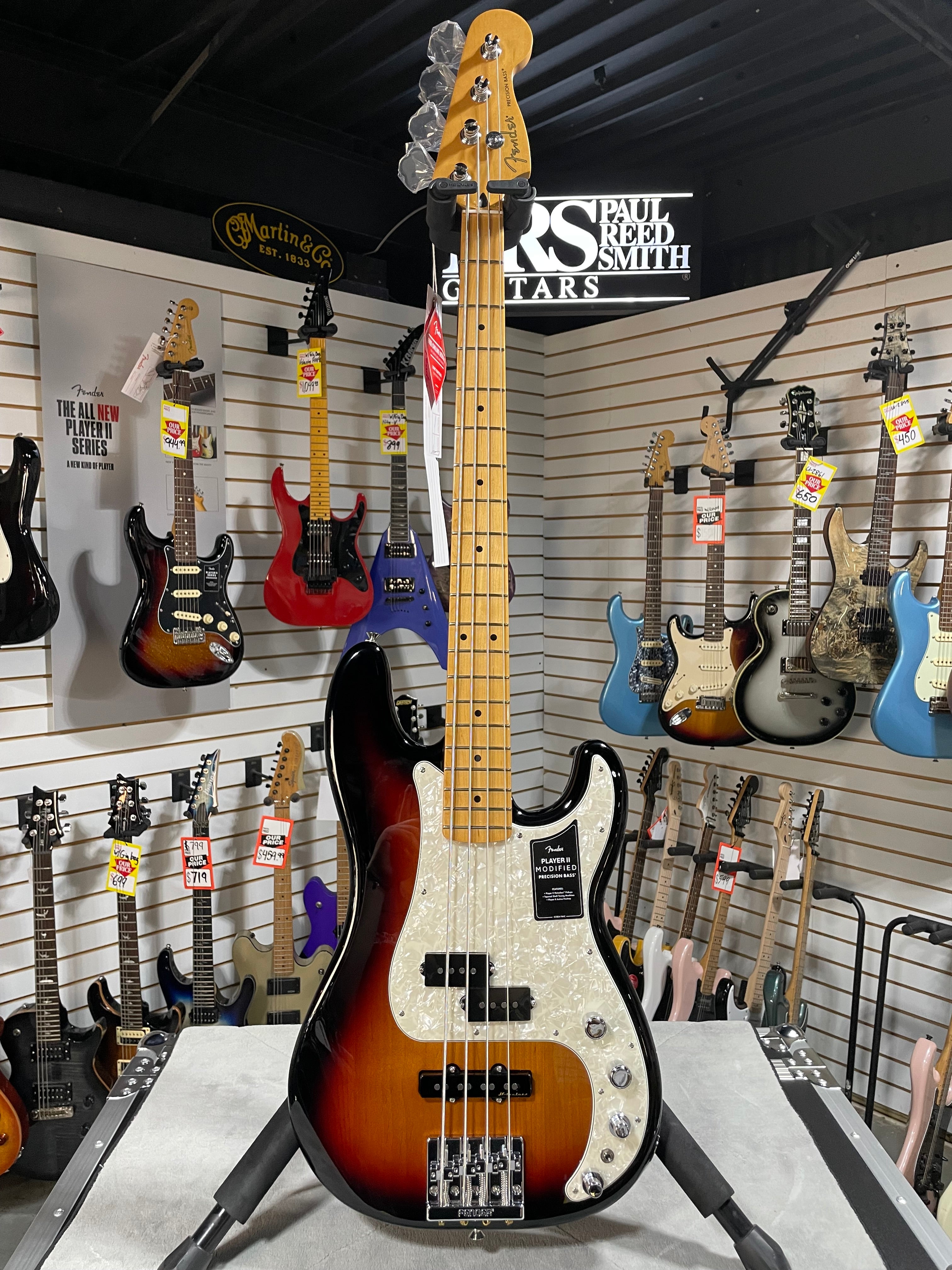Player II Modified Active Precision Bass - 3-tone Sunburst, Maple Fingerboard #869 GET PLEK'D!