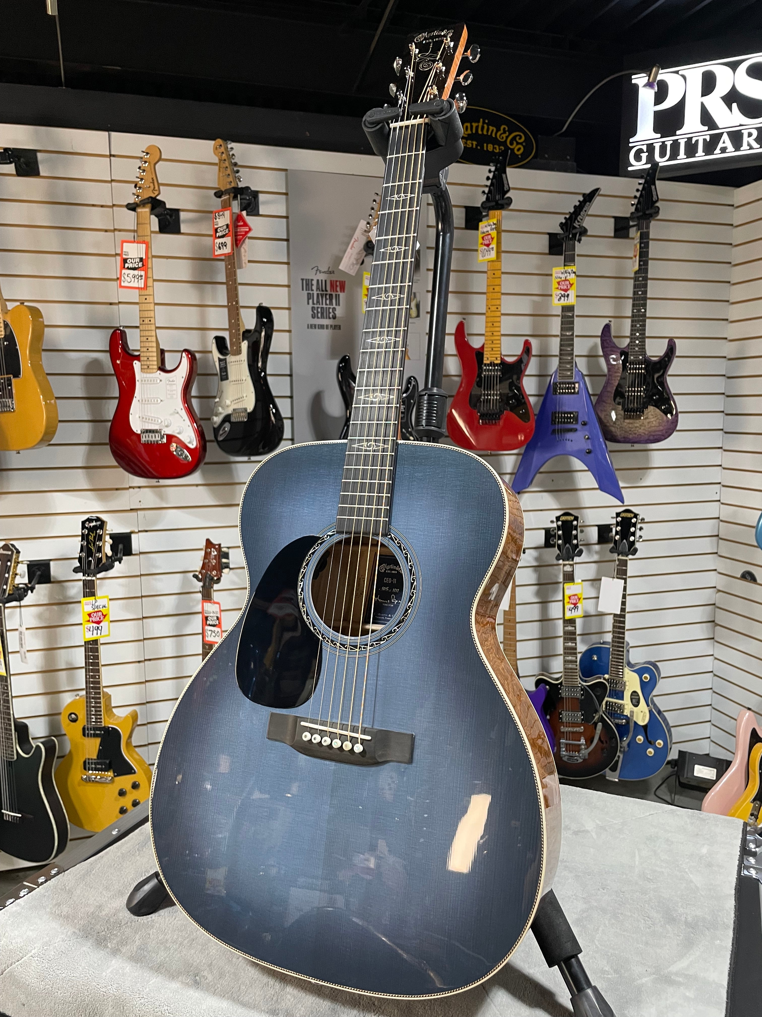 Martin CEO-11 Left Handed Acoustic Guitar - Blue Burst w/OHSC & PLEK*D #929