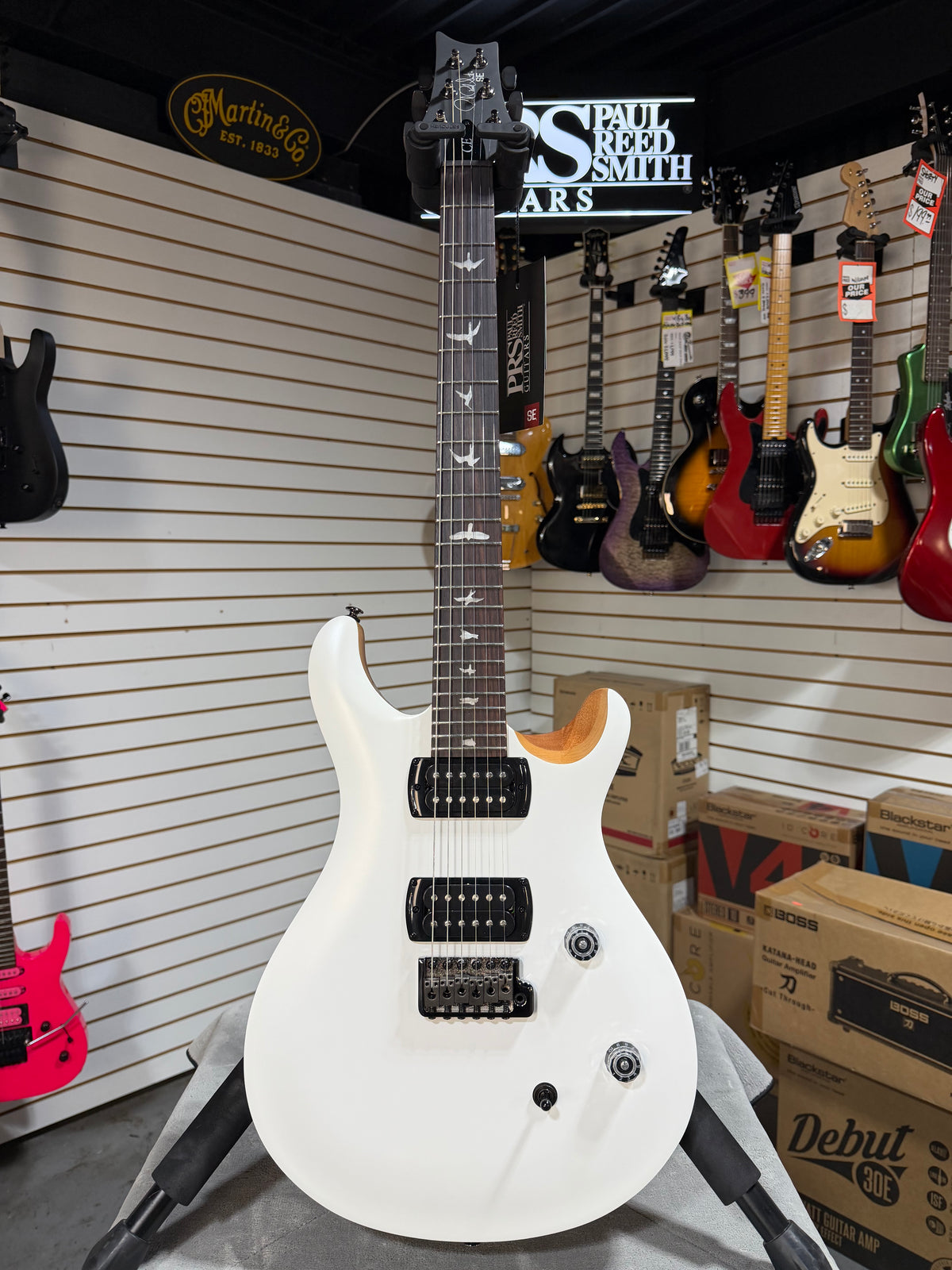 PRS SE CE 24 Satin - Flat White Top, C&M Exclusive - White