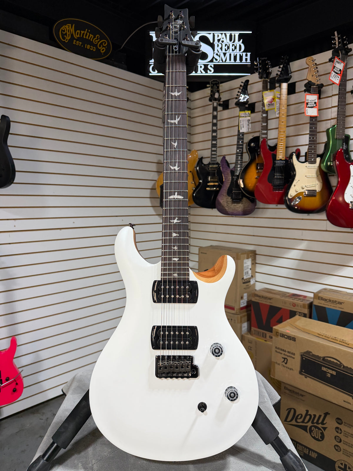 PRS SE CE 24 Satin - Flat White Top, C&M Exclusive - White