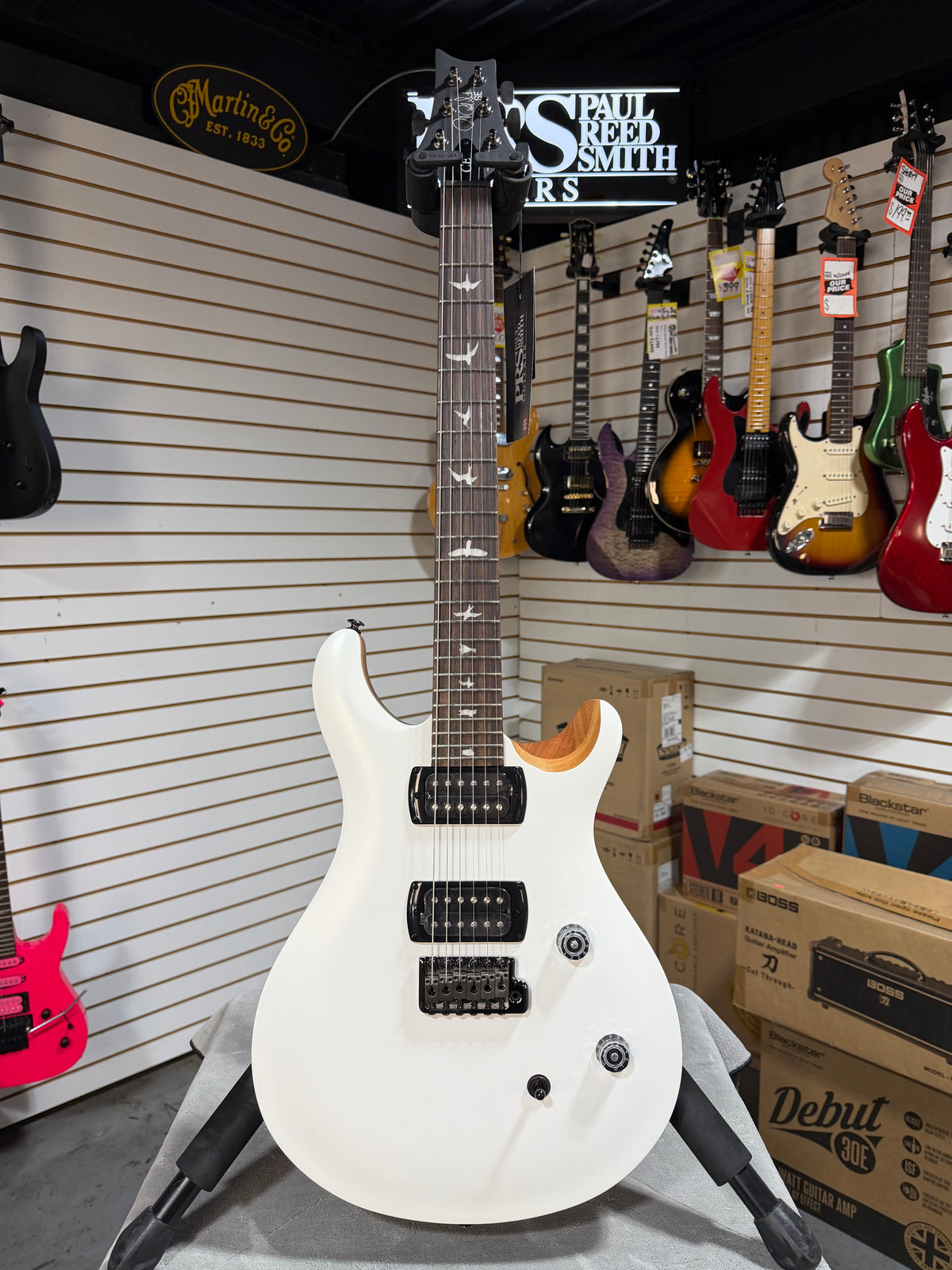PRS SE CE 24 Satin - Flat White Top, C&M Exclusive - White