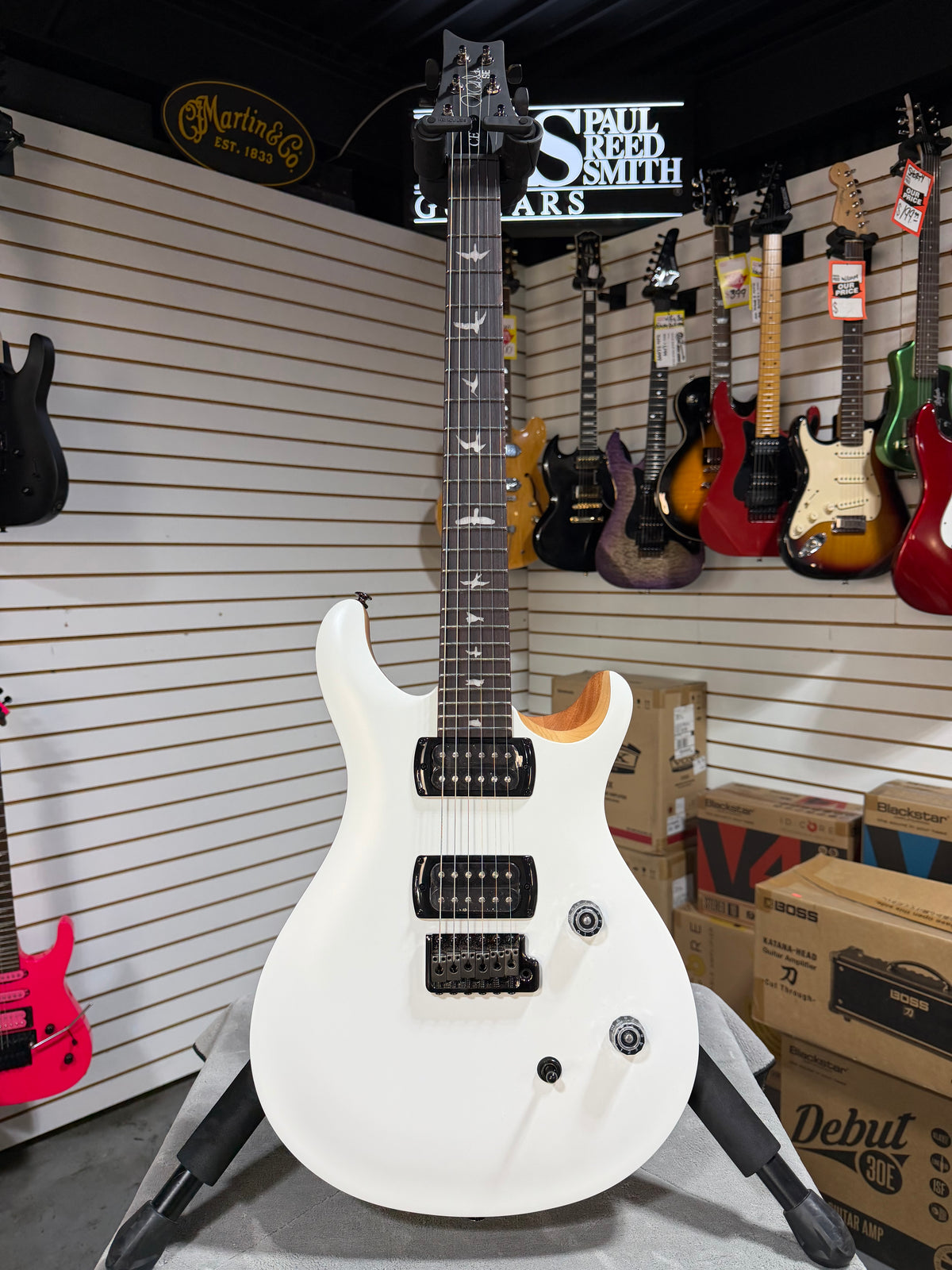 PRS SE CE 24 Satin - Flat White Top, C&M Exclusive - White