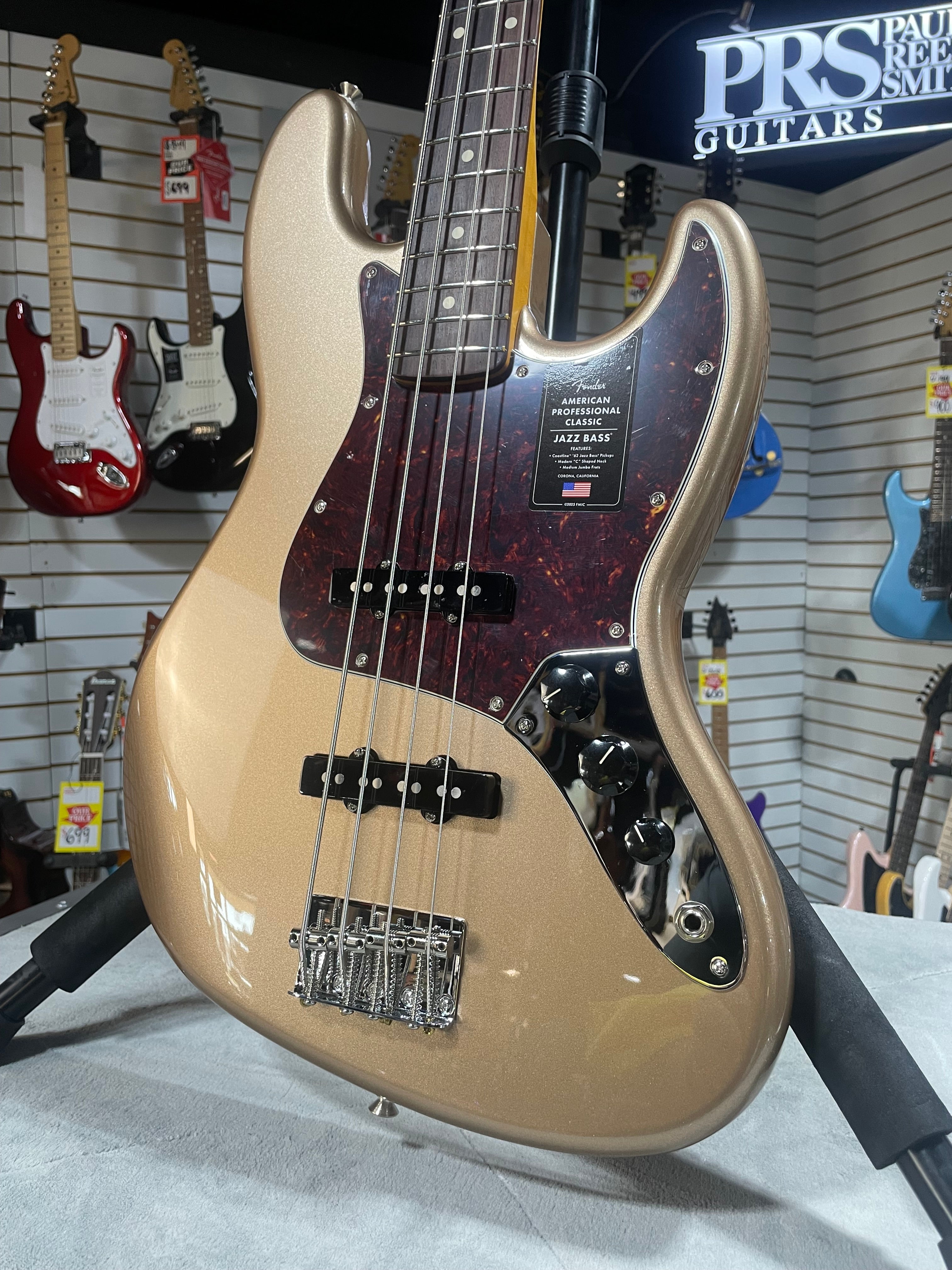 Fender American Professional Classic Jazz Bass 2025 - Faded Firemist Gold w/ Gig Bag & PLEK*D #913