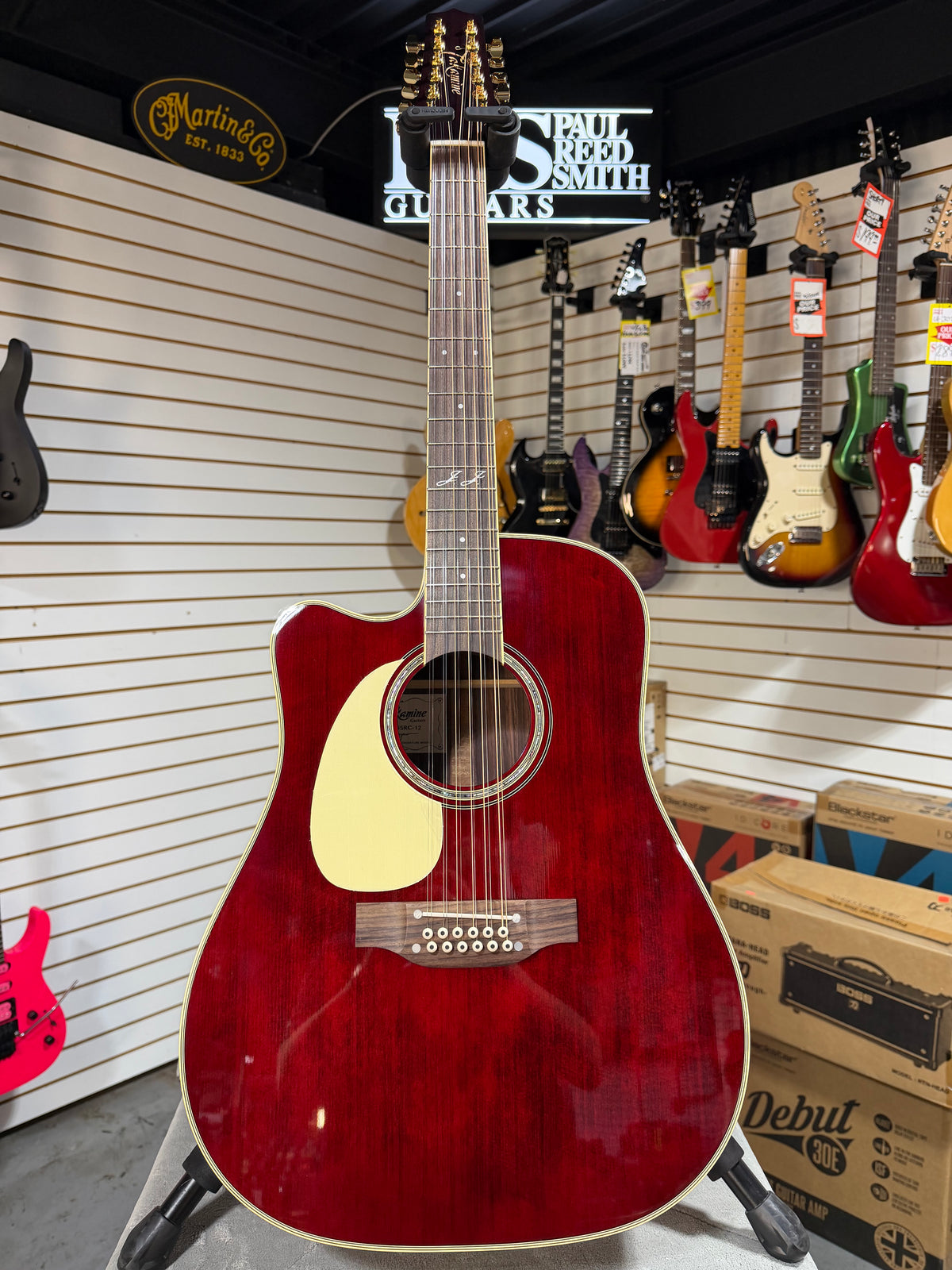 Takamine Left Handed JJ325SRC-12 John Jorgenson Signature Gloss Red
