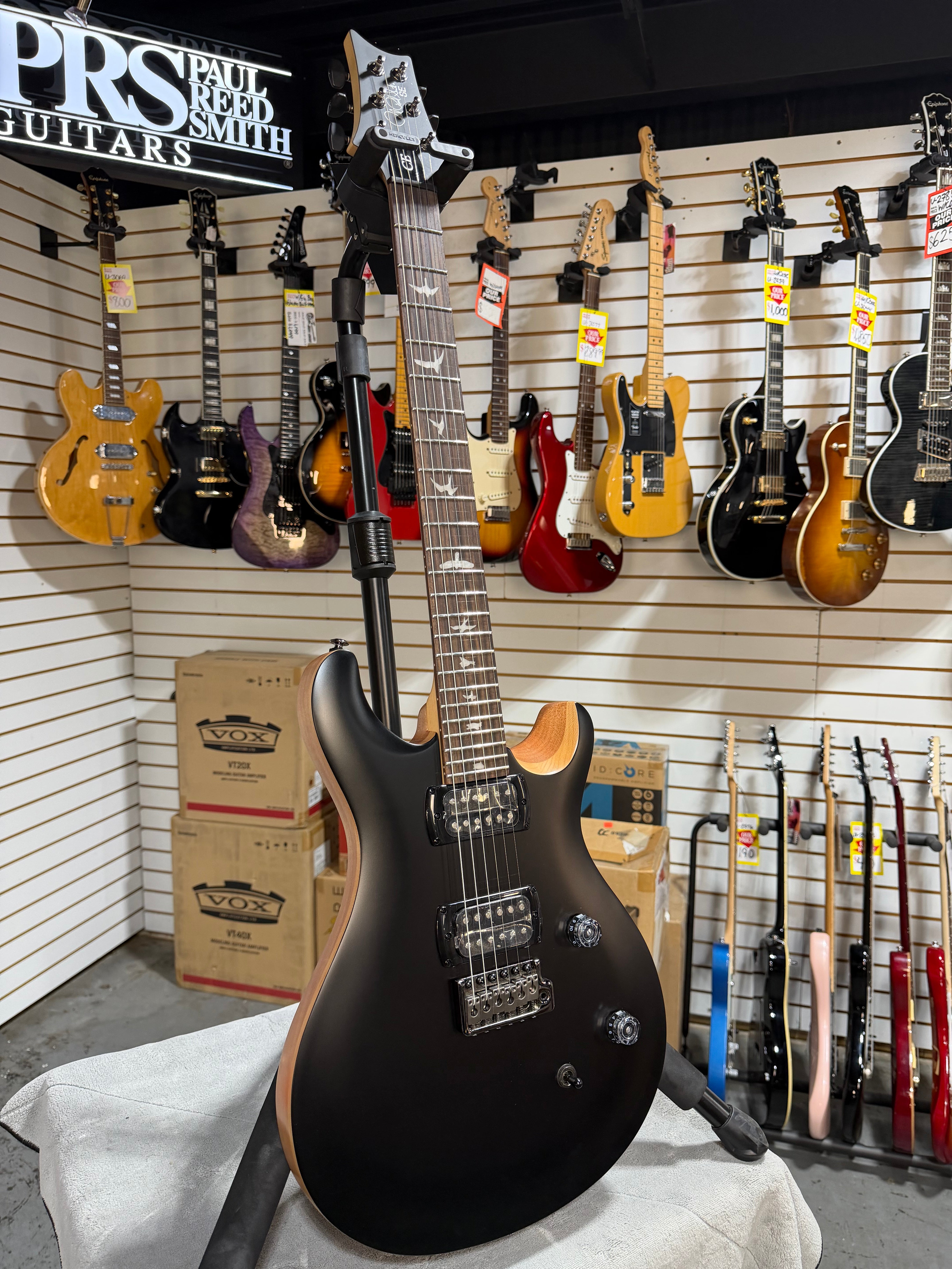 PRS SE CE 24 Satin - Flat Black Top, C&M Exclusive - Black