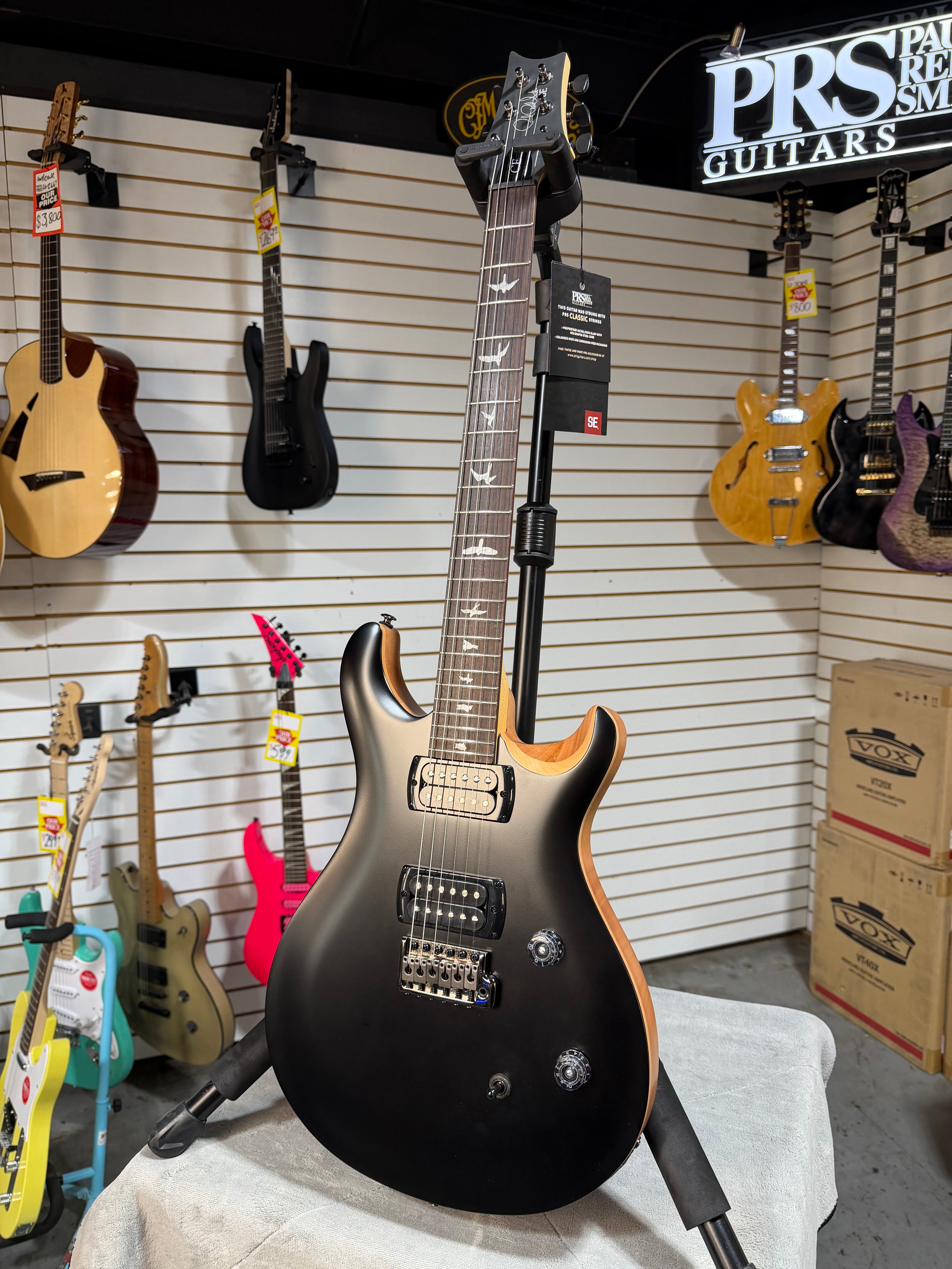 PRS SE CE 24 Satin - Flat Black Top, C&M Exclusive - Black