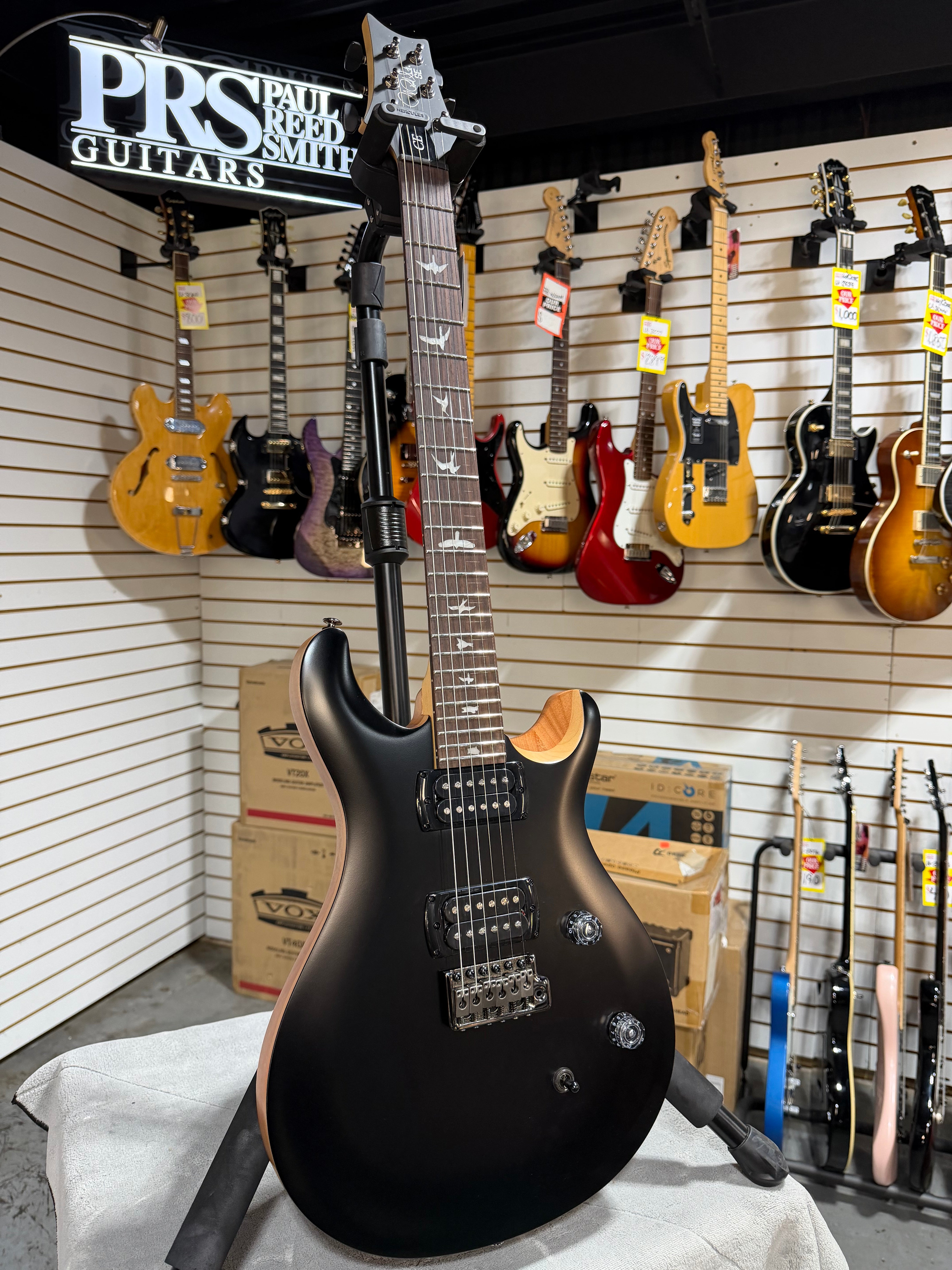 PRS SE CE 24 Satin - Flat Black Top, C&M Exclusive - Black