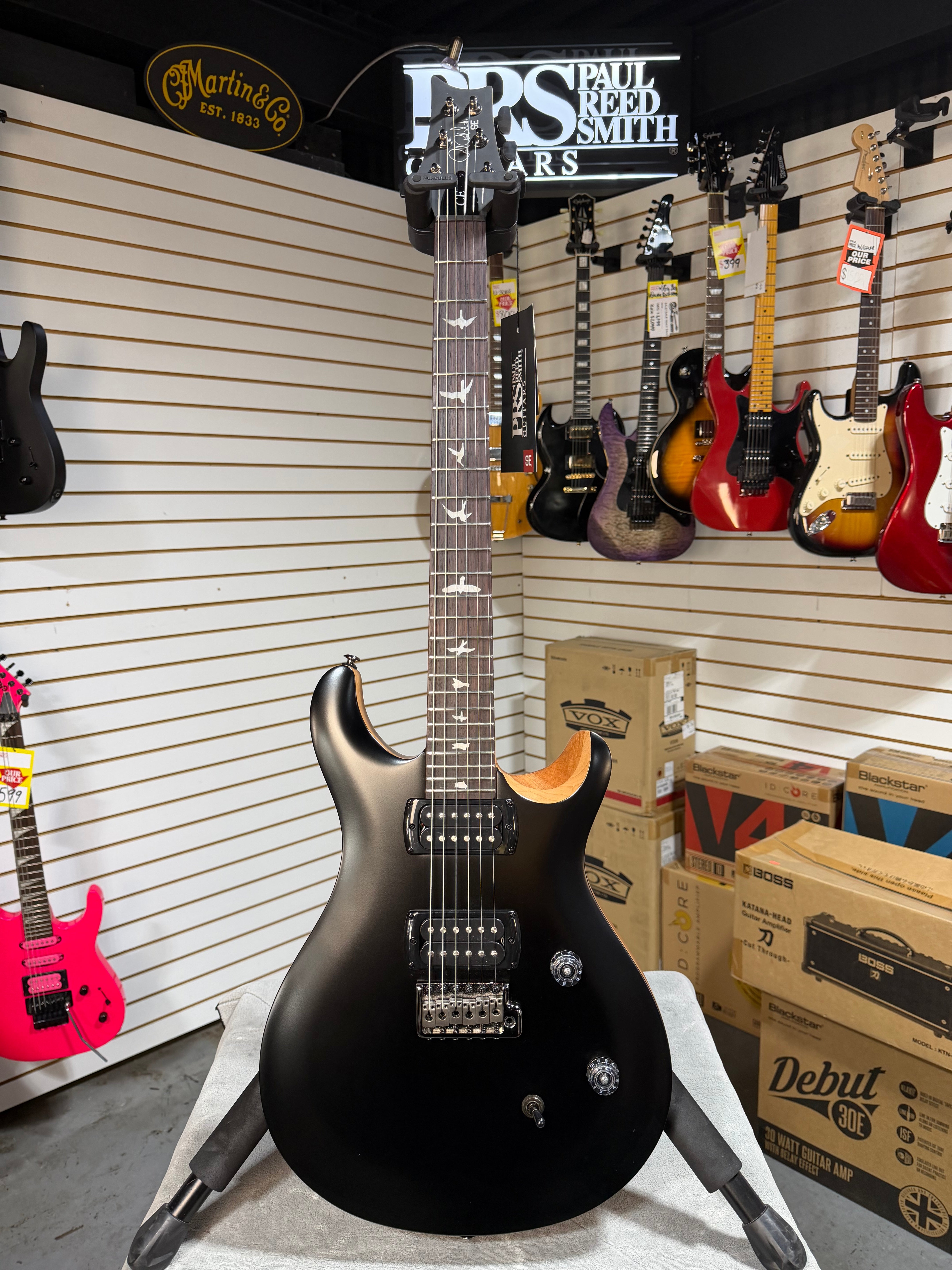 PRS SE CE 24 Satin - Flat Black Top, C&M Exclusive - Black