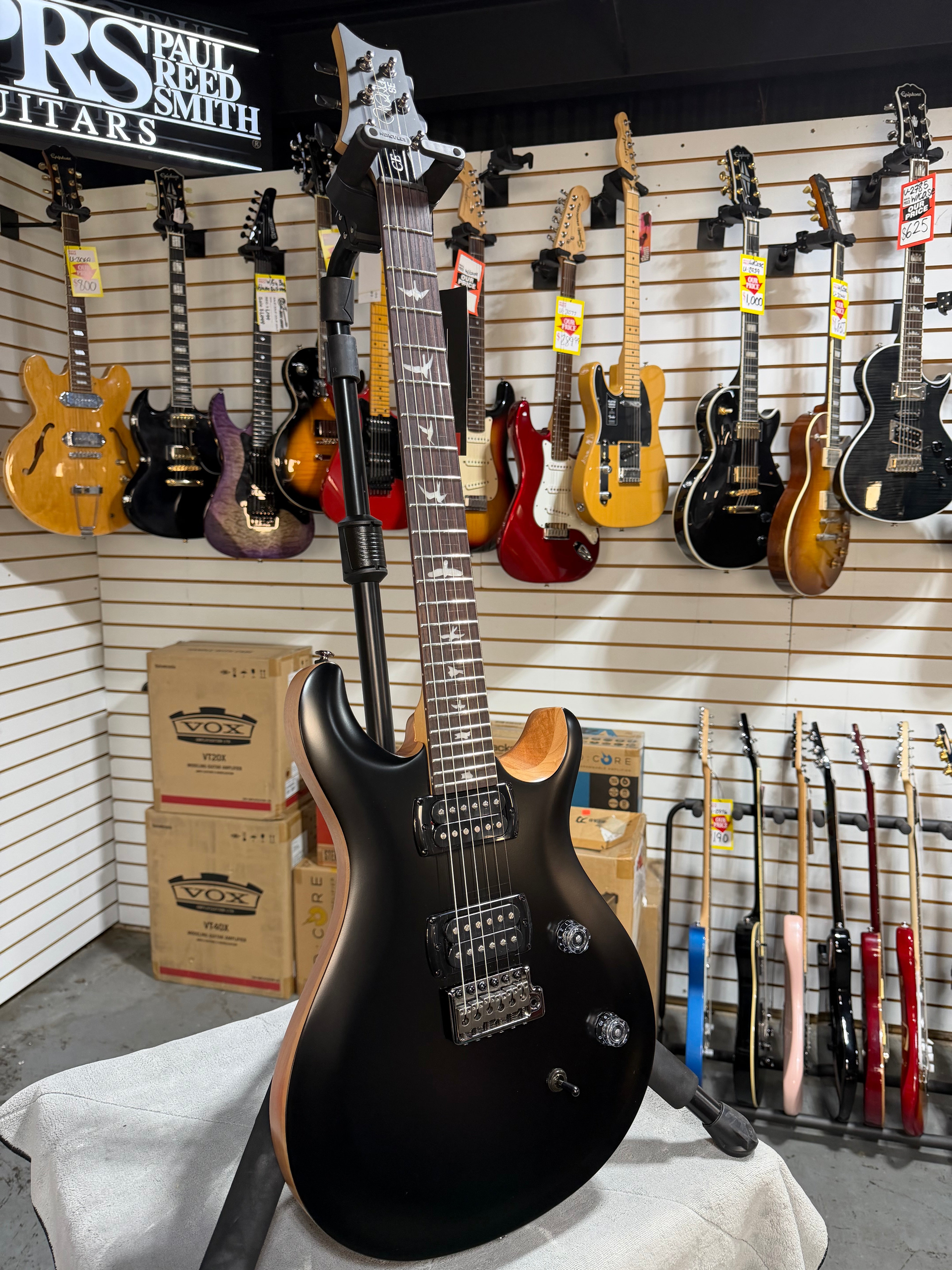 PRS SE CE 24 Satin - Flat Black Top, C&M Exclusive - Black