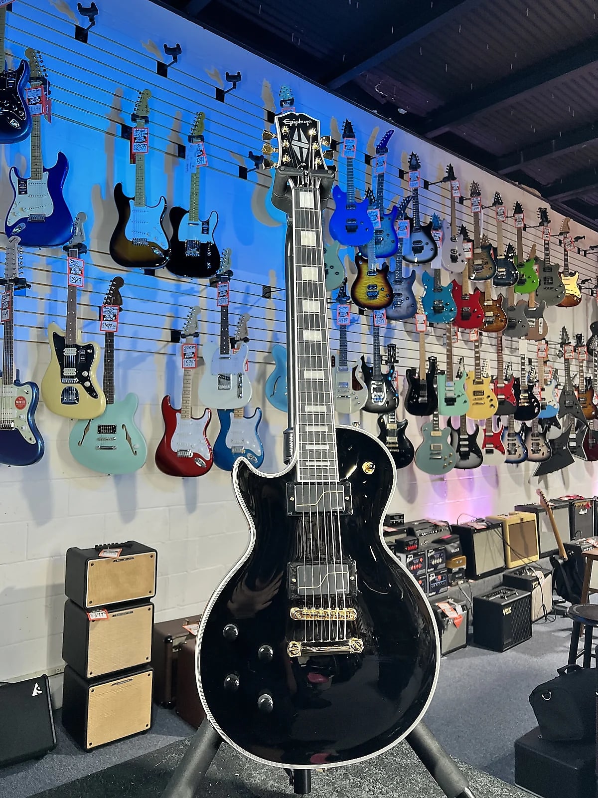 Epiphone Matt Heafy Les Paul Custom Origins - Left-handed Electric Guitar - Ebony, GET PLEK’D Free! 733