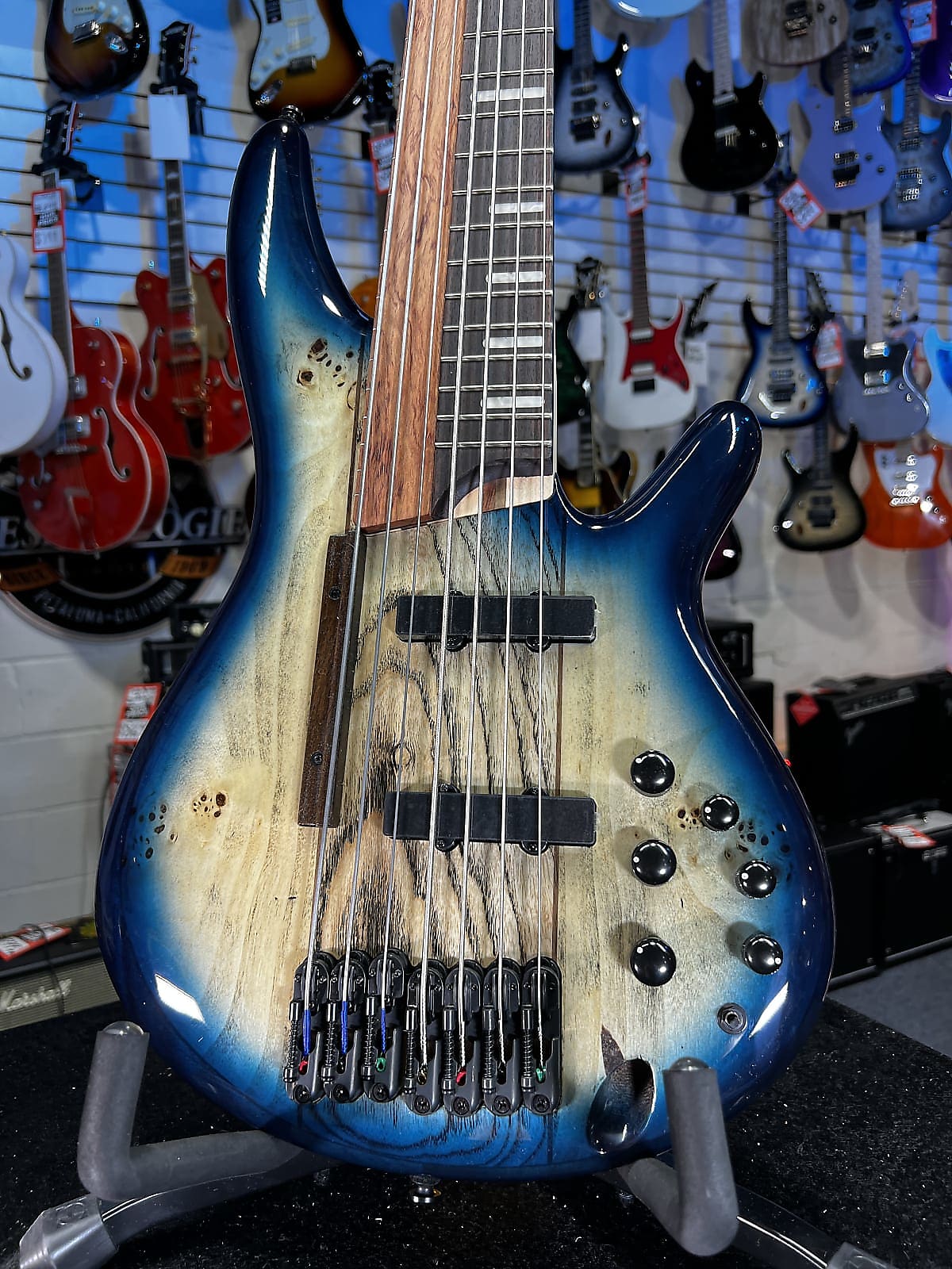 Ibanez Bass Workshop SRAS7 Ashula 7-string Bass Guitar - Cosmic Blue Starburst Shipping 474 GET PLEK’D Free!